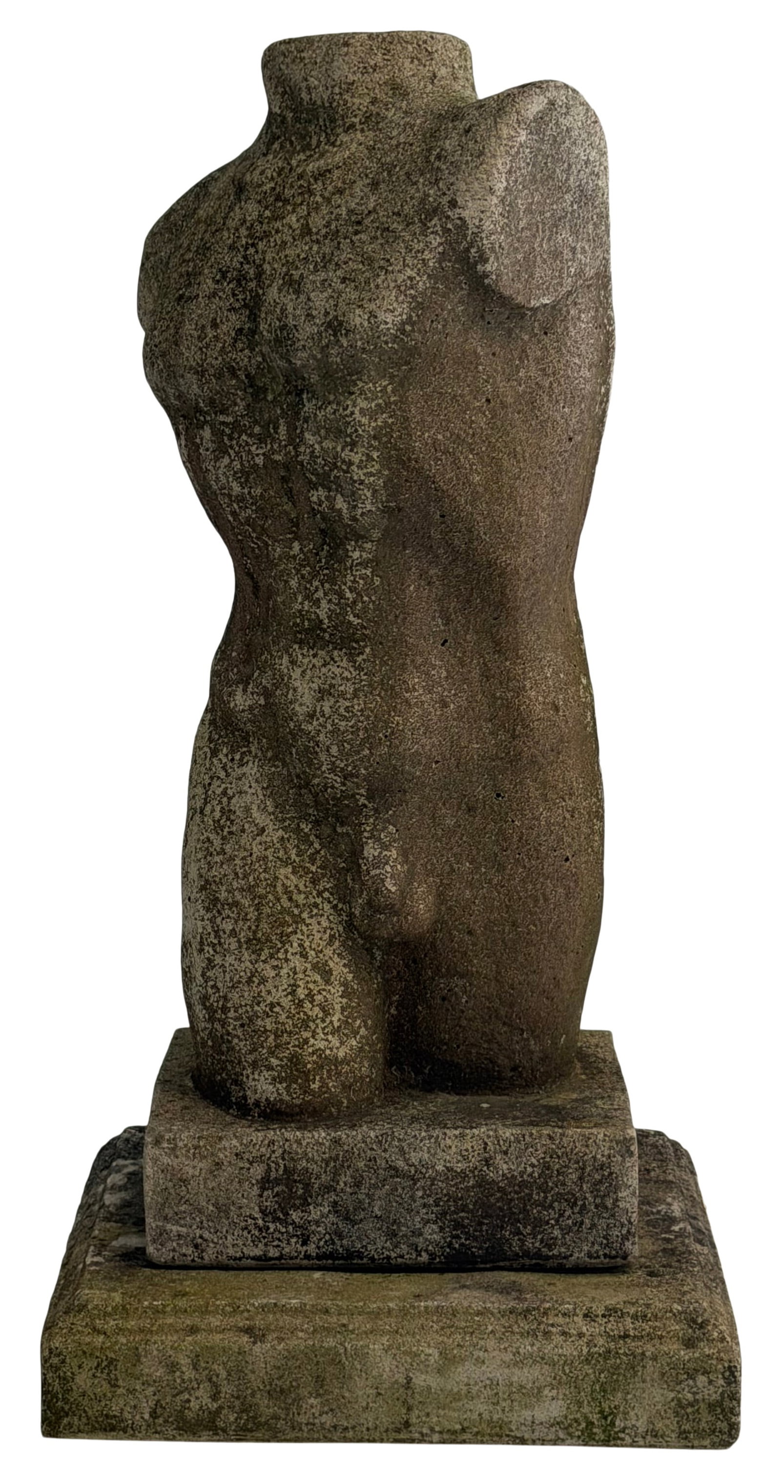 A Crushed Stone Statue of a Male Torso: A Crushed Stone Statue of a Male Torso early 20th century with illegible signature to the base 34 x 17 inches Provenance: Private Collection, Pennsylvania