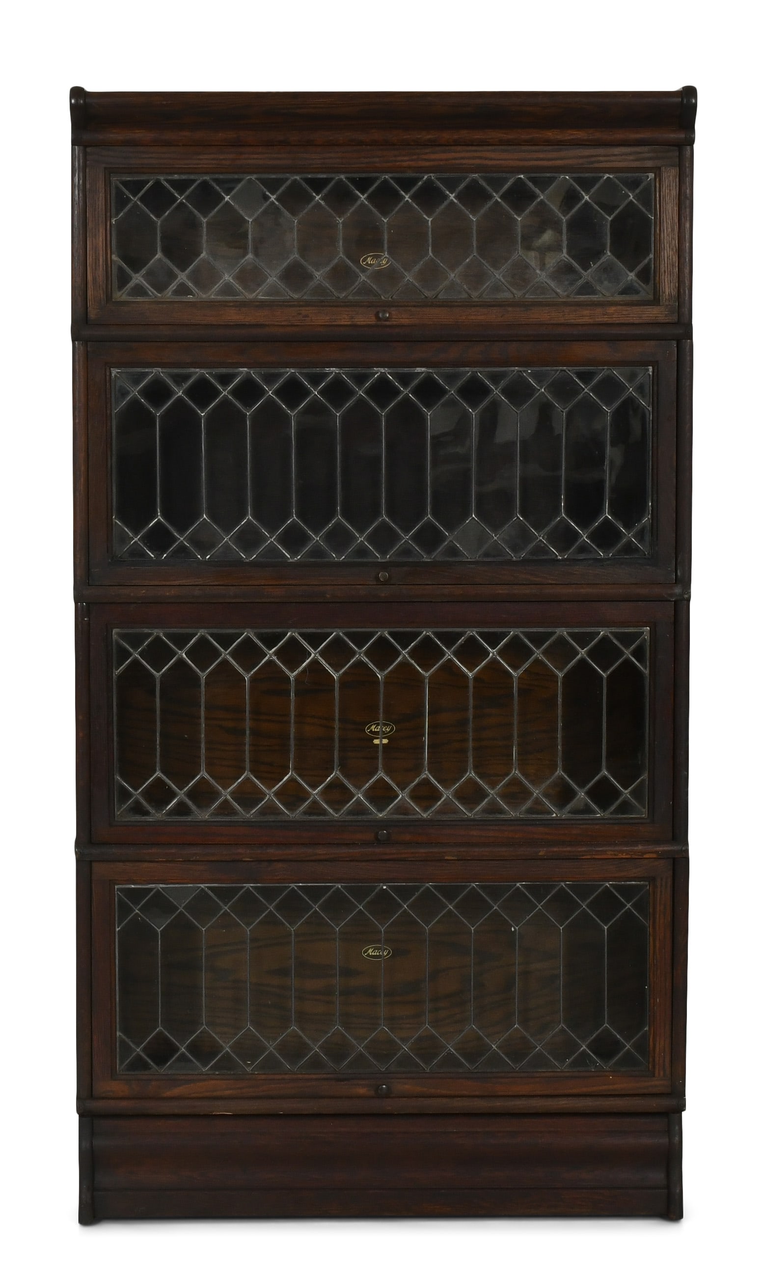 Macey Four Section Leaded Glass & Oak Barrister's Bookcase (1 of 1)