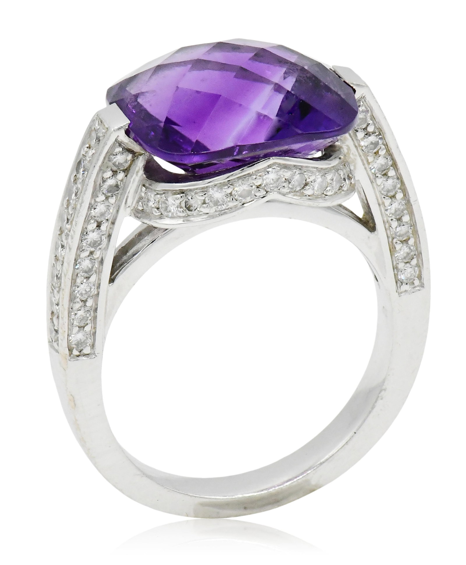 18K White Gold, Diamond & Amethyst Ring (1 of 1)