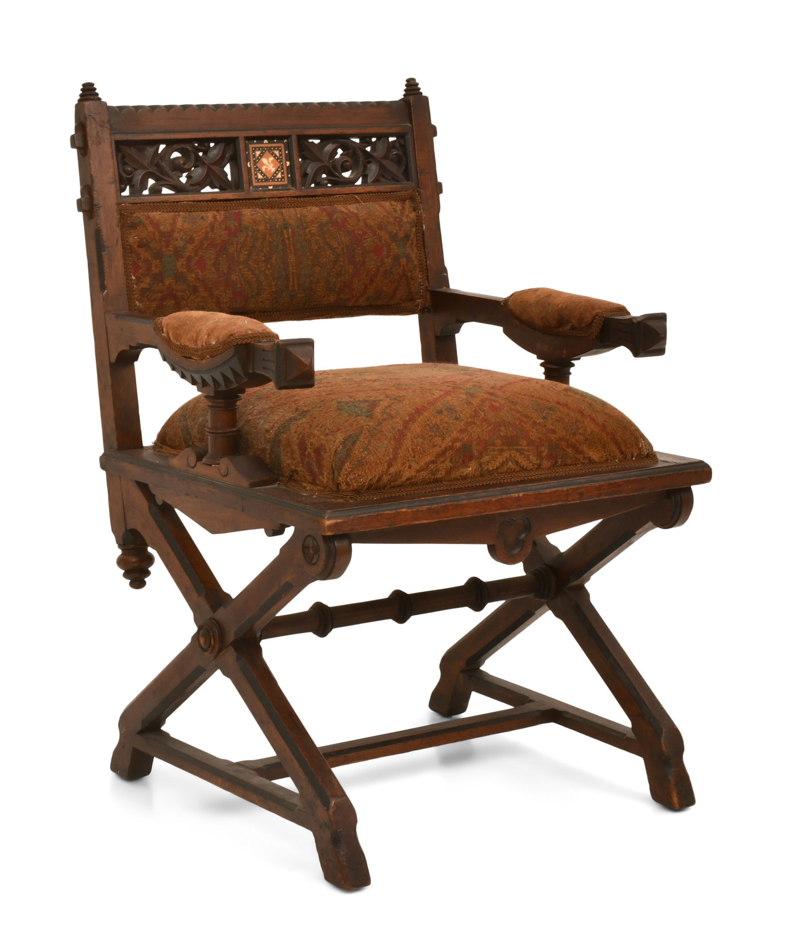 Kimbel and Cabus (New York, 1862-1882), Modern Gothic Chair: Kimbel and Cabus (New York, 1862-1882) Modern Gothic Chair circa 1875 walnut, earthenware tile 37 1/2 x 25 x 23 inches Provenance: Property from a Northeast Collector