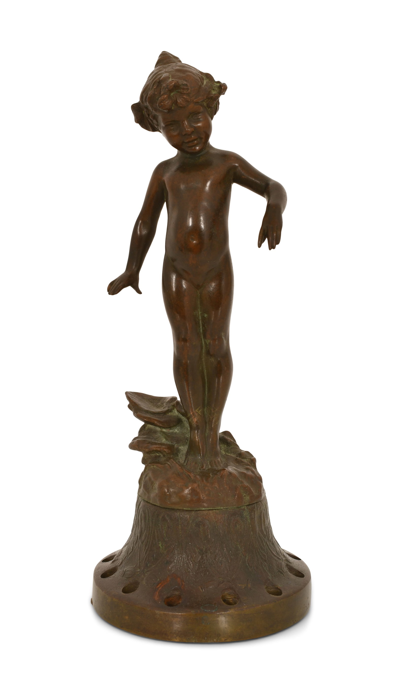 Edward Berge (American, 1876-1924), "Violet" Bronze Sculpture: Edward Berge (American, 1876-1924) "Violet" patinated bronze signed "Berge" 9 1/2 x 3 3/4 inches Provenance: Private Collection Other Notes: Fontaine's Auction Gallery can arrange shipping for this