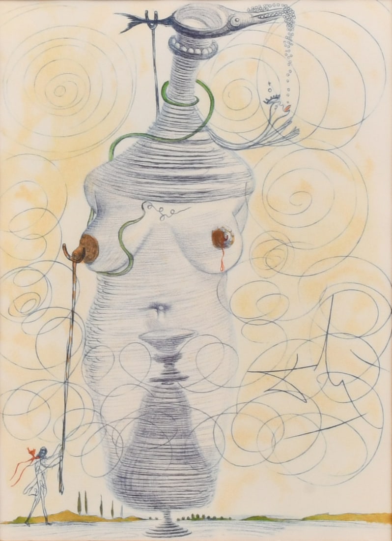 Salvador Dali (Spanish, 1904-1989), "Casanova - Large Flask": Salvador Dali (Spanish, 1904-1989) "Casanova - Large Flask" etching signed on the plate 14 1/2 x 10 1/2 inches (sight) 27 1/2 x 23 1/2 inches (frame) Provenance: Private Collection, Buffalo, New Yo