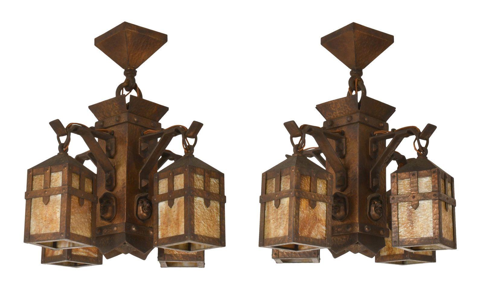 A Pair of Iron Arts & Crafts Monk Chandeliers (1 of 1)