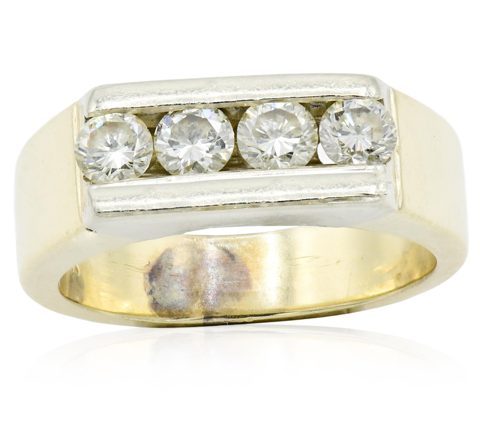 14K Yellow Gold & Diamond Ring Band: 14K Yellow Gold & Diamond Ring Band • set with round brilliant diamonds weighing a total of 0.72 carats • 7 3/4 (ring size) • 6.6 dwt (total weight) Provenance: Private Collection, C