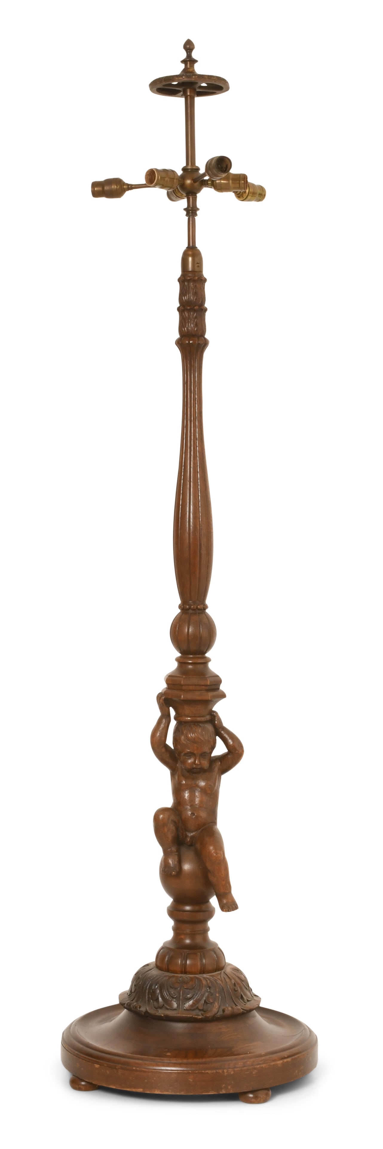 American Carved Oak Figural Floor Lamp Base: American Carved Oak Figural Floor Lamp Base late 19th century 74 x 18 1/2 inches Provenance: Private Collection, New York