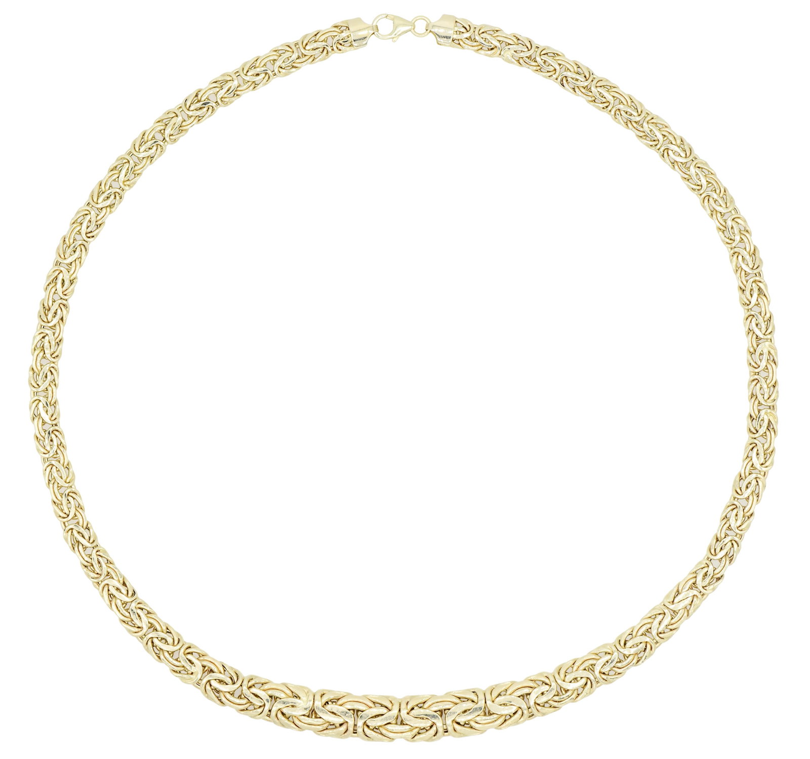 14K Yellow Gold Byzantine Necklace: 14K Yellow Gold Byzantine Necklace • 20 1/8 inches (length) • 12.2 dwt (total weight) Provenance: Private Collection, Connecticut Other Notes: Fontaine's Auction Gallery can arrange shippi