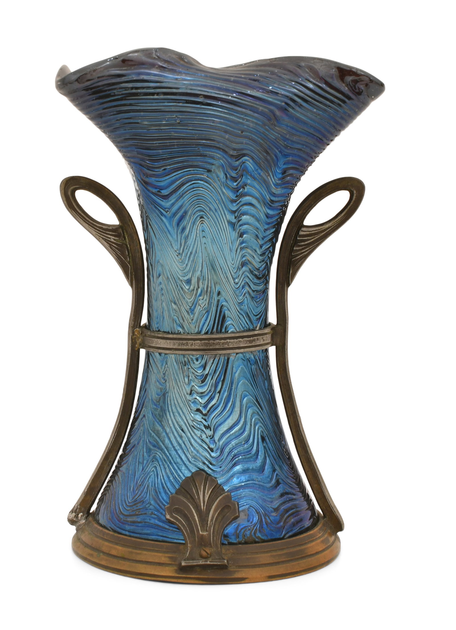 Wilhelm Kralik Sohn Metal-Mounted Art Glass Vase (1 of 1)