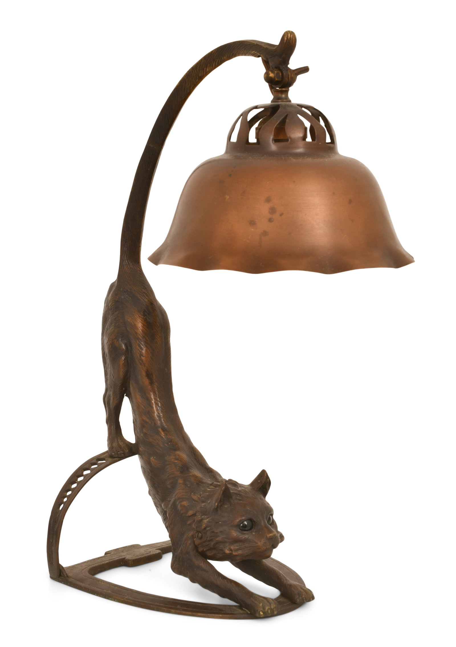Austrian Patinated Bronze Cat Lamp (1 of 1)