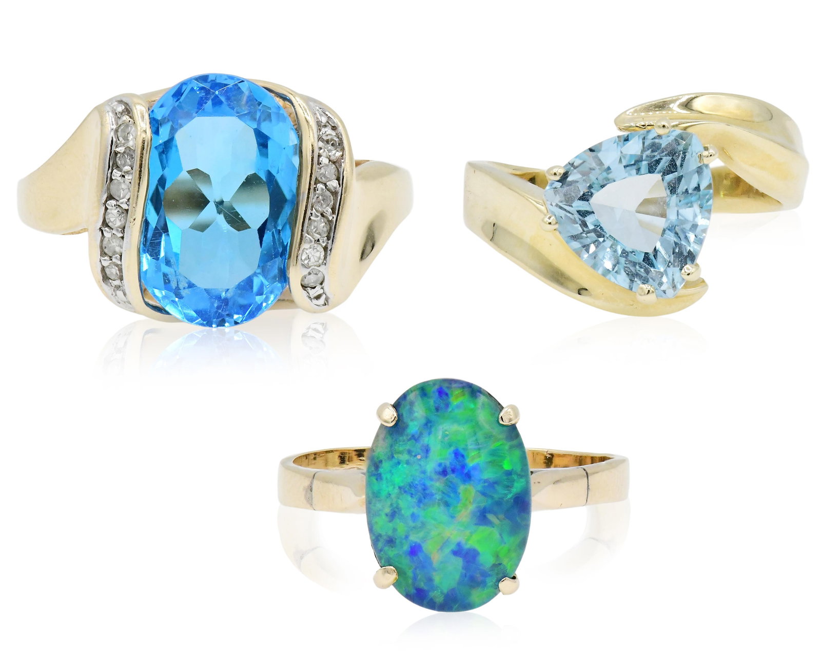 Three 14K Yellow Gold & Gemstone Rings (1 of 7)