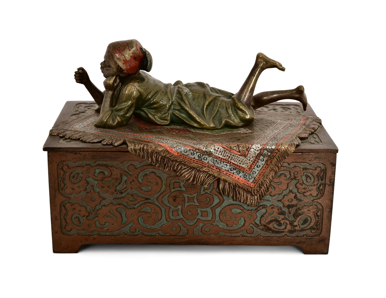Franz Xaver Bergmann (Austrian, 1861-1936), Cold-Painted Bronze Figural Box (1 of 1)