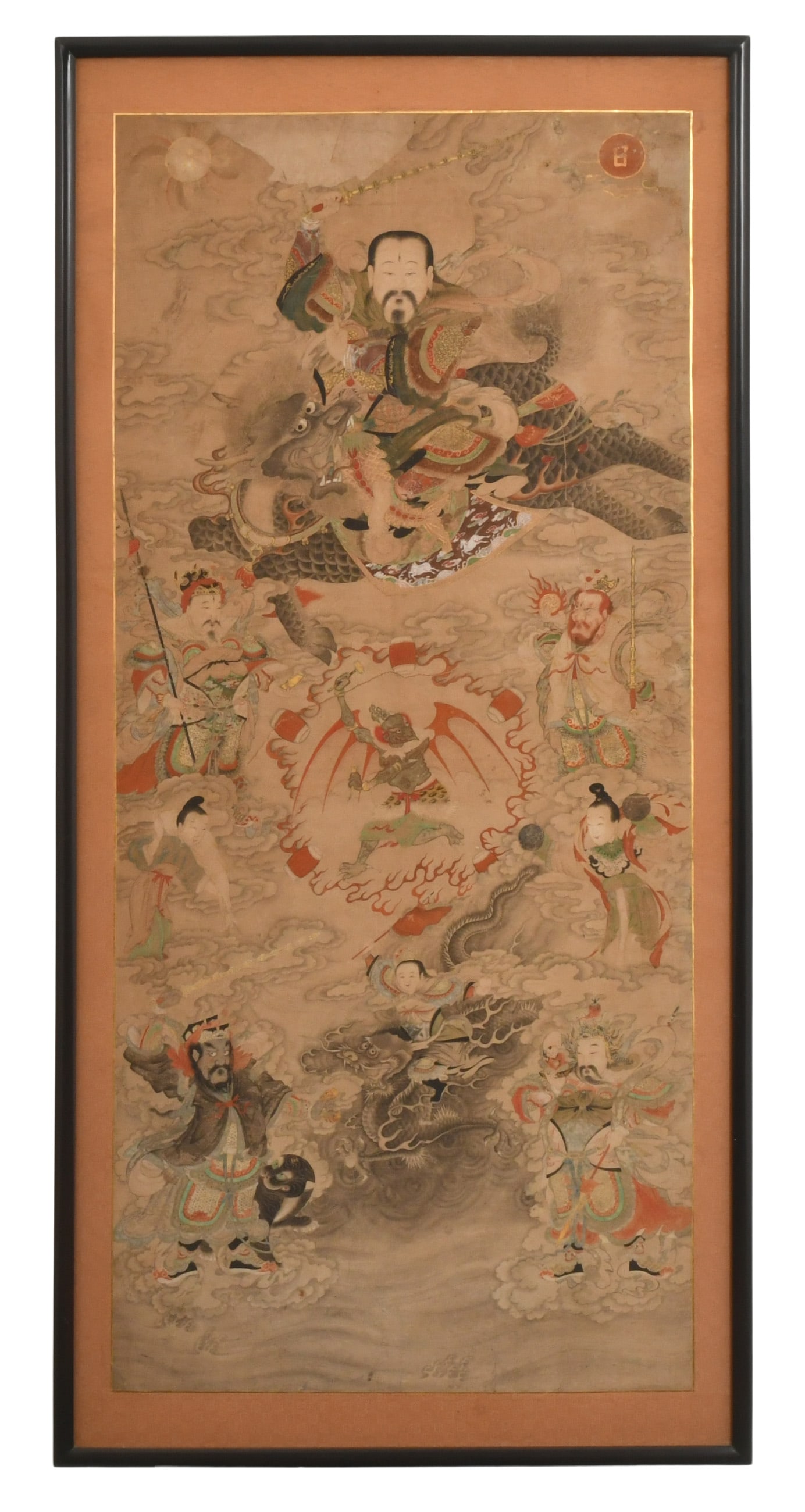 Chinese School Painting of Immortals, 19th Century: Chinese School Painting of Immortals, 19th Century 54 x 24 inches (sight) 60 1/2 x 29 1/4 inches (frame) Provenance: Private Collection, New York
