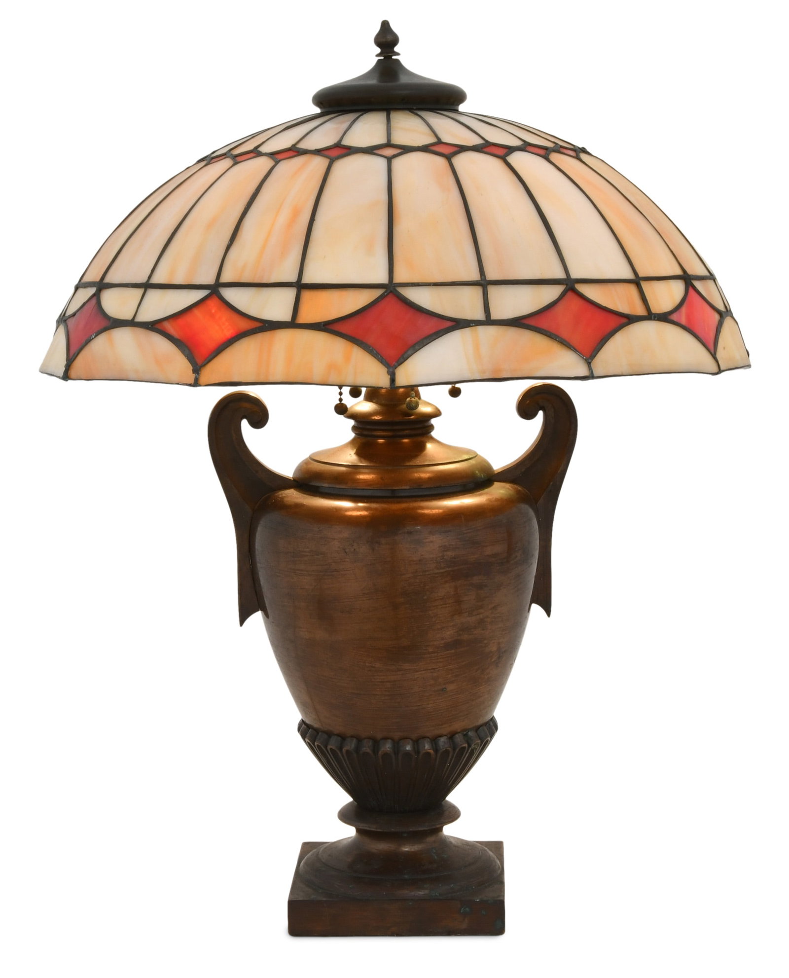 American Leaded Glass & Bronze Table Lamp (1 of 1)