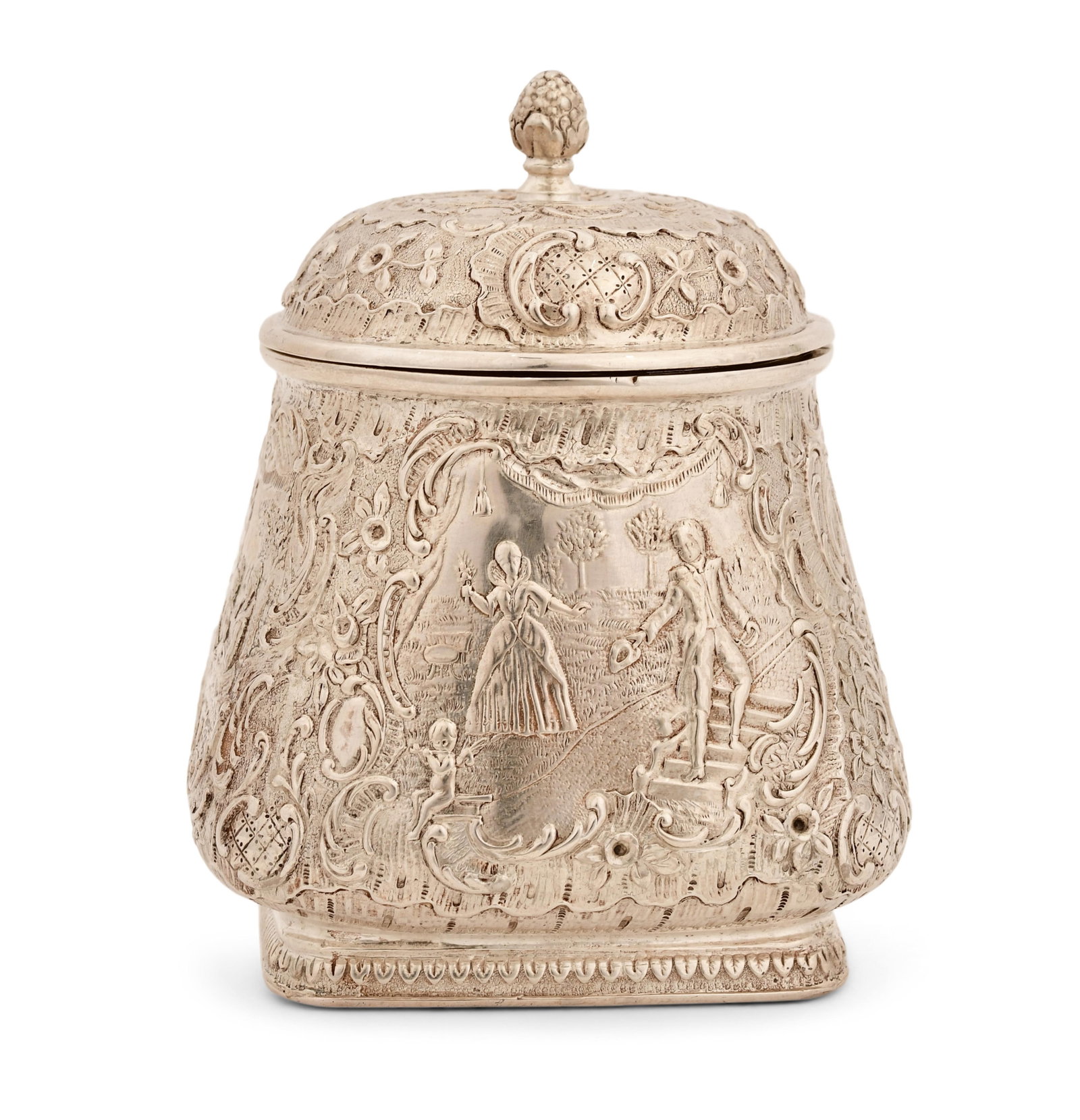 Continental Sterling Silver Repousse Tea Caddy (1 of 1)