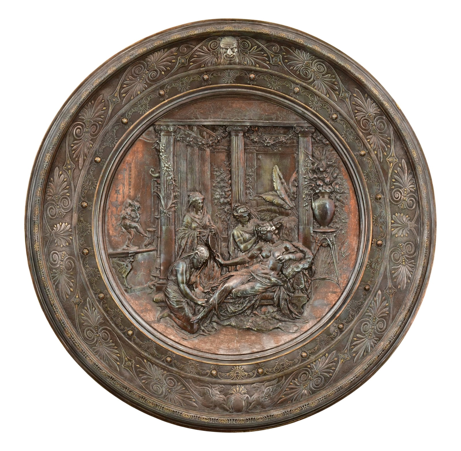 Leonard Morel-Ladeuil (French, 1820-1888) / Elkington & Co. Silverplate Relief Tray, "Pompean Lady (1 of 1)