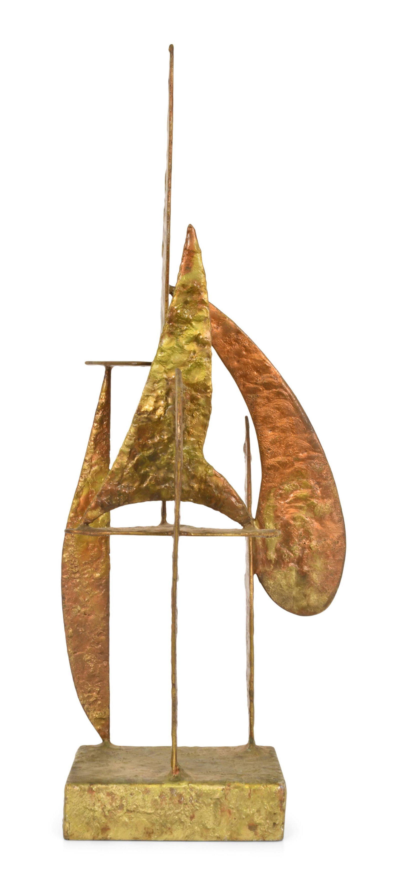 George W. Owen, "Struggle Upward" Metal Sculpture: Karl Griesbaum (German, 1872-1941) Singing Bird Automaton with Cage Marked "K.G. / (bird) / Made in Germany / Ken. D" 12 1/2 x 6 1/2 inches Provenance: Private Collection, New Jersey