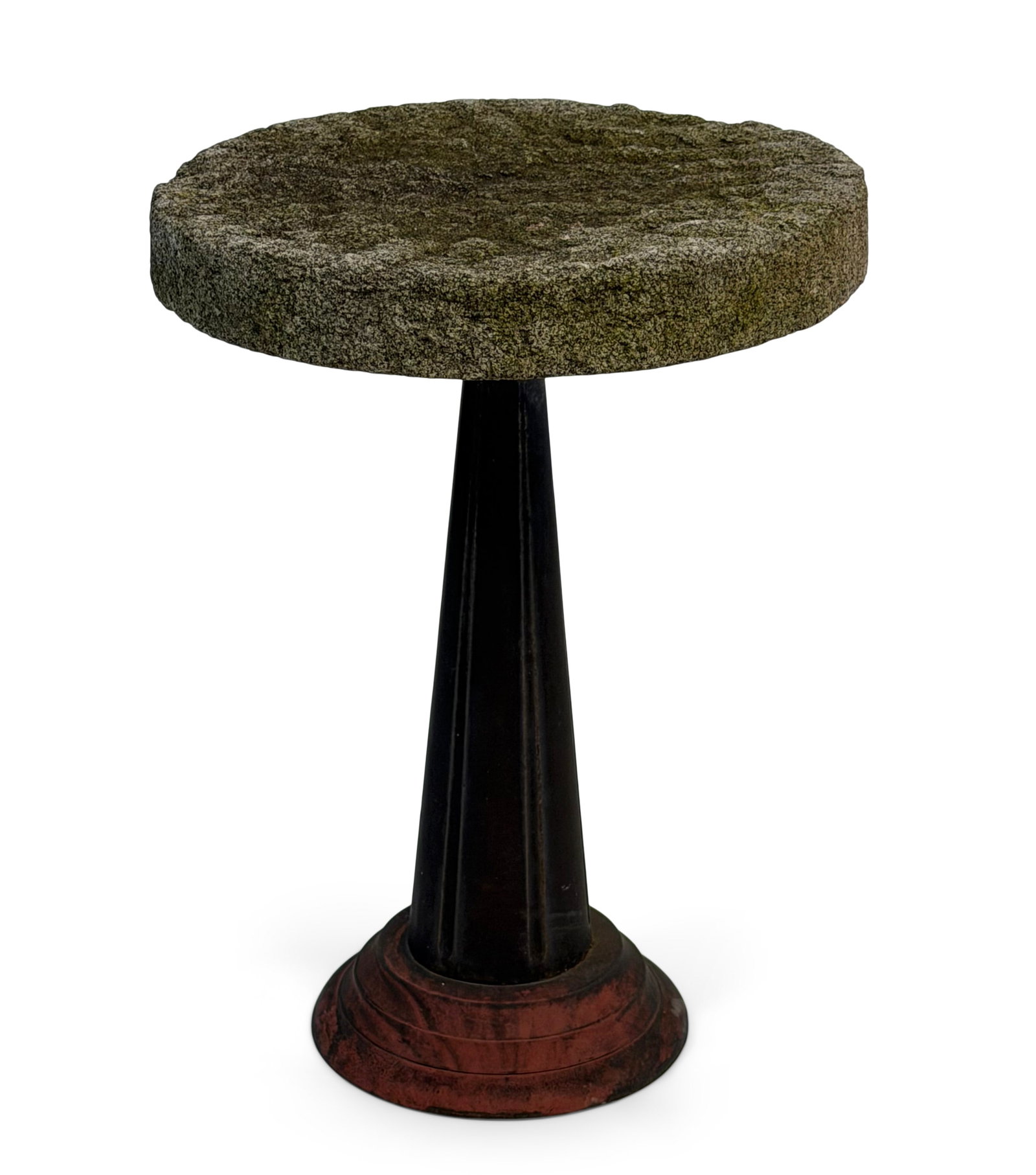A Mid-Century Grinding Wheel Table with Iron Base: Continental Carved Walnut & Needlepoint Hall Chair late 19th century 55 1/2 x 28 1/2 x 27 inches Provenance: Private Collection, Pennsylvania