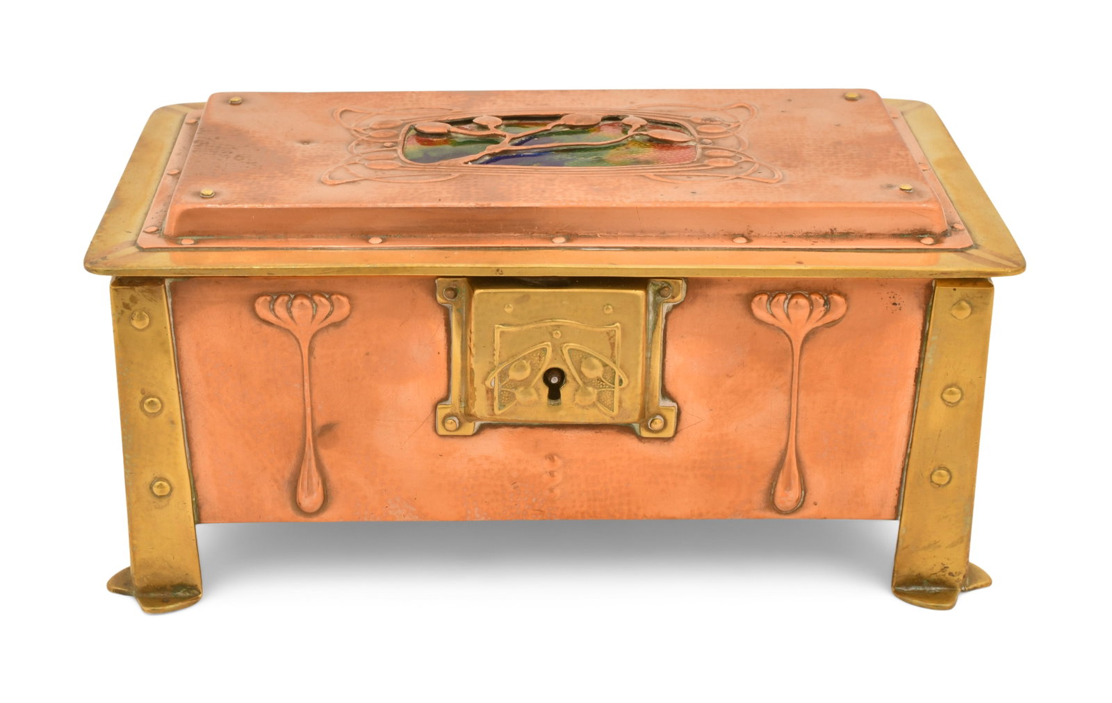 Arts & Crafts Enamel, Copper & Brass Box (1 of 1)