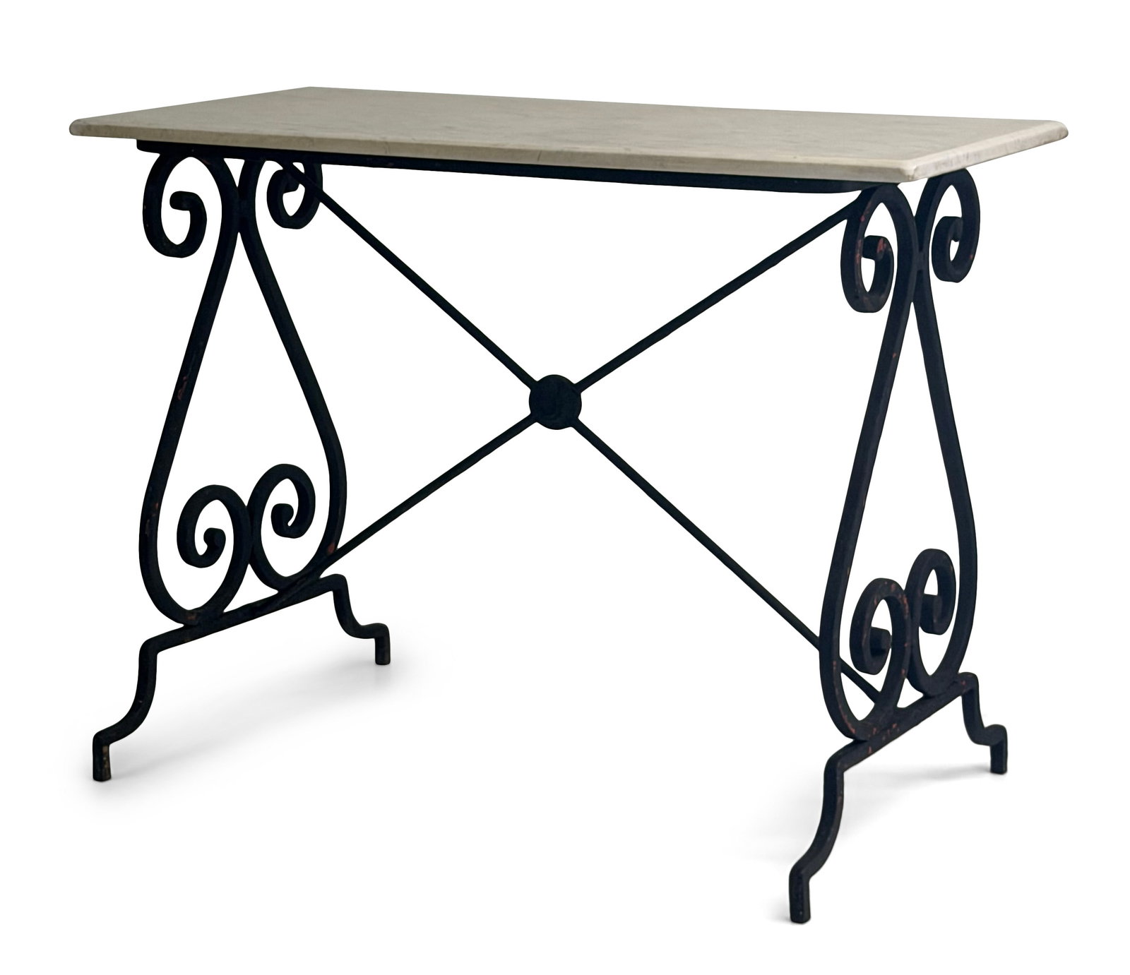 French Wrought Iron & Marble Top Console Table (1 of 1)