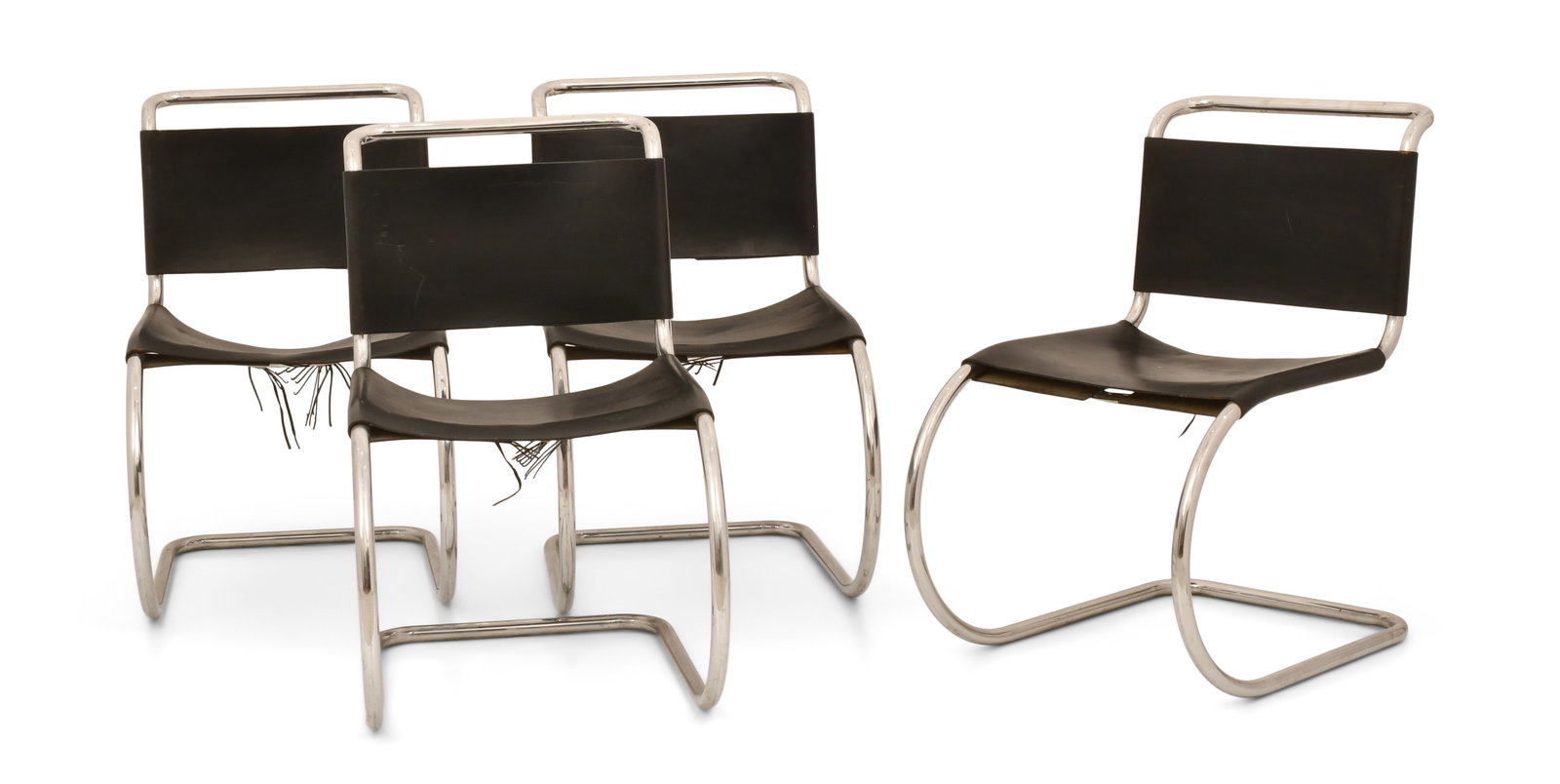 Set of Four Miles Van Der Rohe Chairs, For Knoll: Set of Four Miles Van Der Rohe Chairs, For Knoll 20th century 31 x 14 x 26 inches Provenance: Private Collection, New Jersey