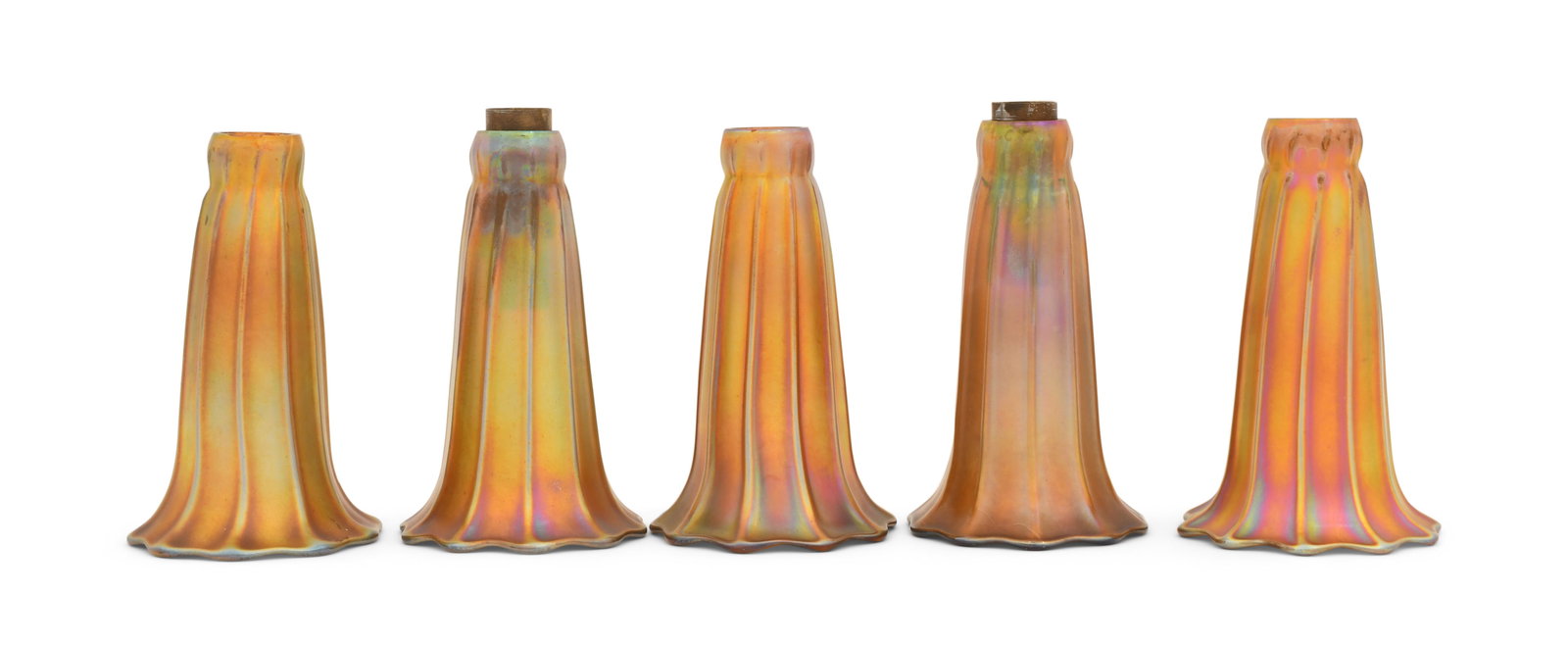 Five Quezal Art Glass "Lily" Shades (1 of 1)