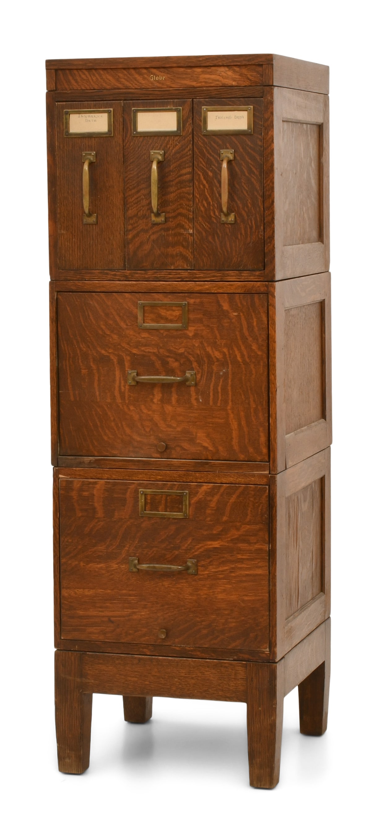 Globe Oak Stacking File Cabinet (1 of 8)