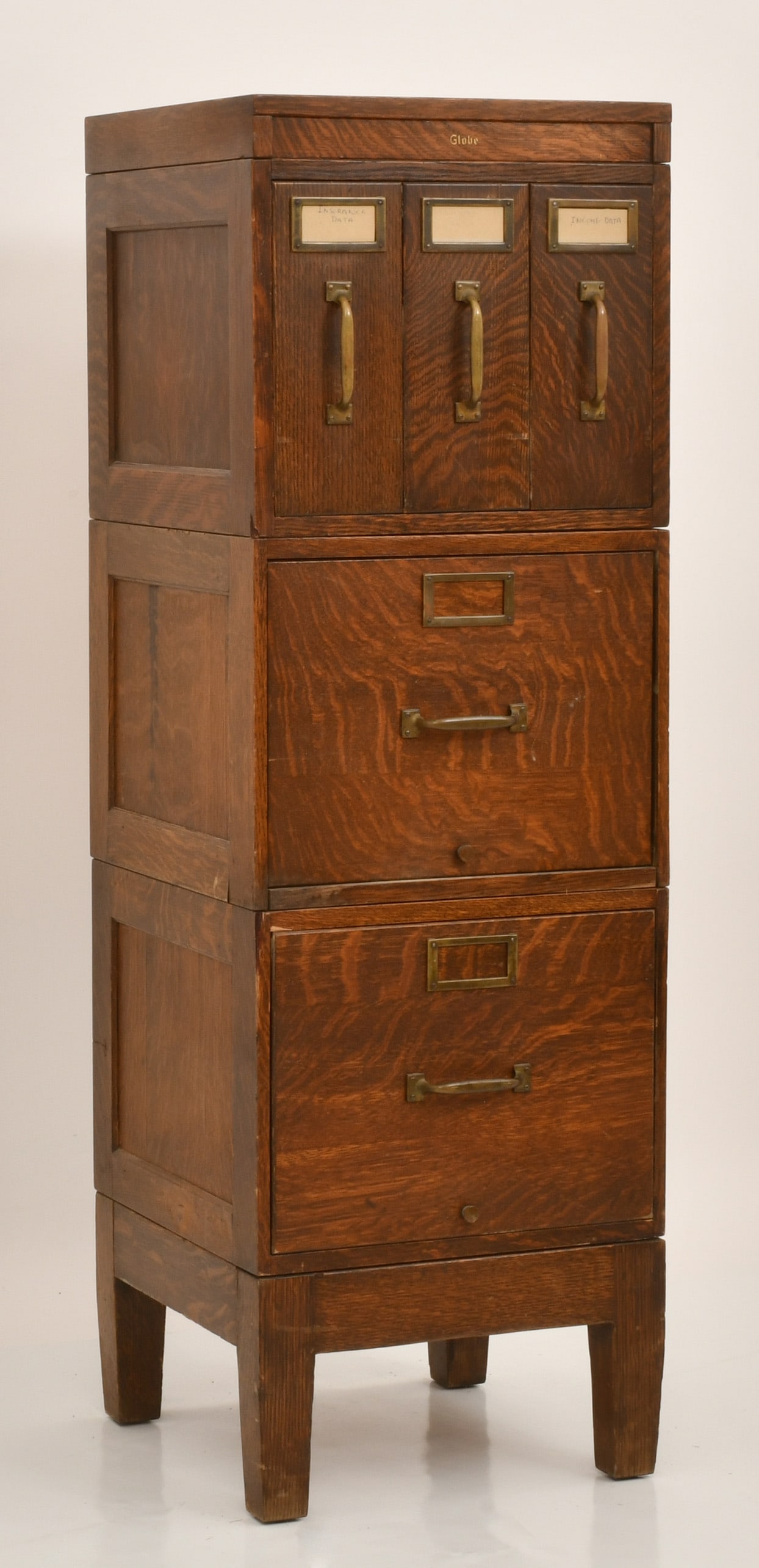 Globe Oak Stacking File Cabinet - 3