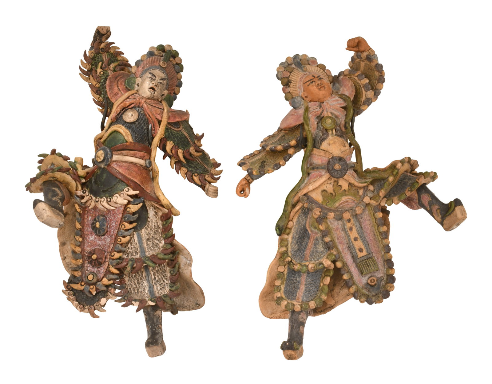 Two Chinese Polychromed Earthenware Figures of Warriors: Muller Frères Scenic Vase circa 1900 cameo glass marked "Muller Frères, Luneville" 6 3/4 x 4 inches Provenance: Private Collection, Massachusetts Other Notes: Fontaine's Auction Gallery c