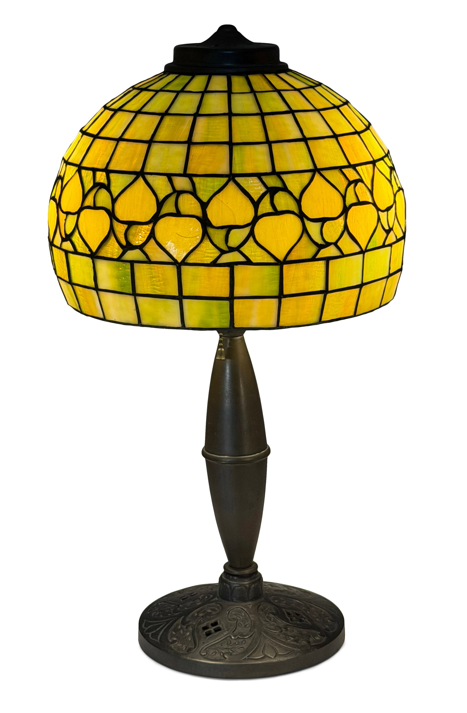American Leaded Glass "Vine Border" Table Lamp: American Leaded Glass "Vine Border" Table Lamp early 20th century 20 1/2 x 11 inches Provenance: Private Collection, New York