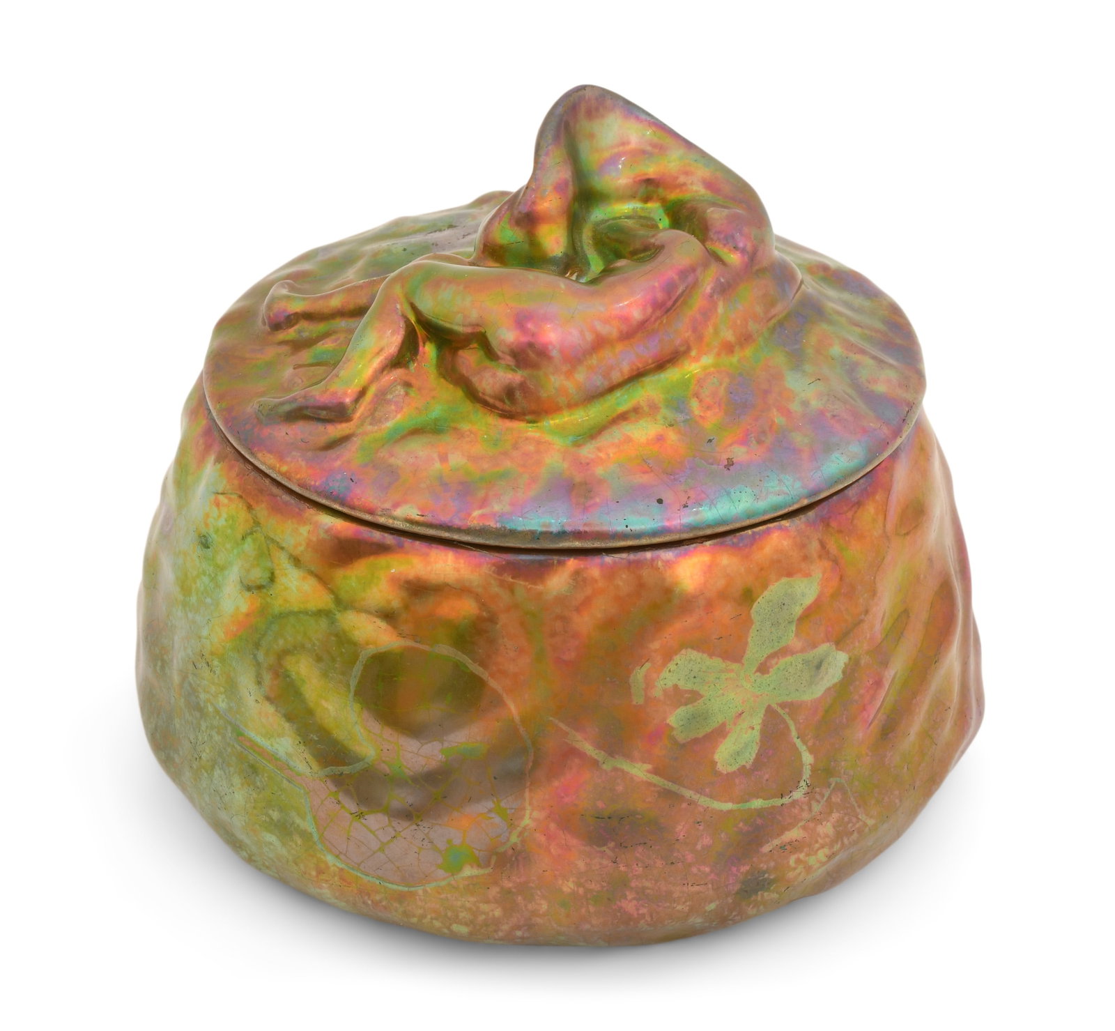 Frederic Danton Pottery Covered Container: Frederic Danton Pottery Covered Container early 20th century 4 1/2 x 5 3/4 inches Provenance: Private Collection, Massachusetts Other Notes: Fontaine's Auction Gallery can arrange shipping for this