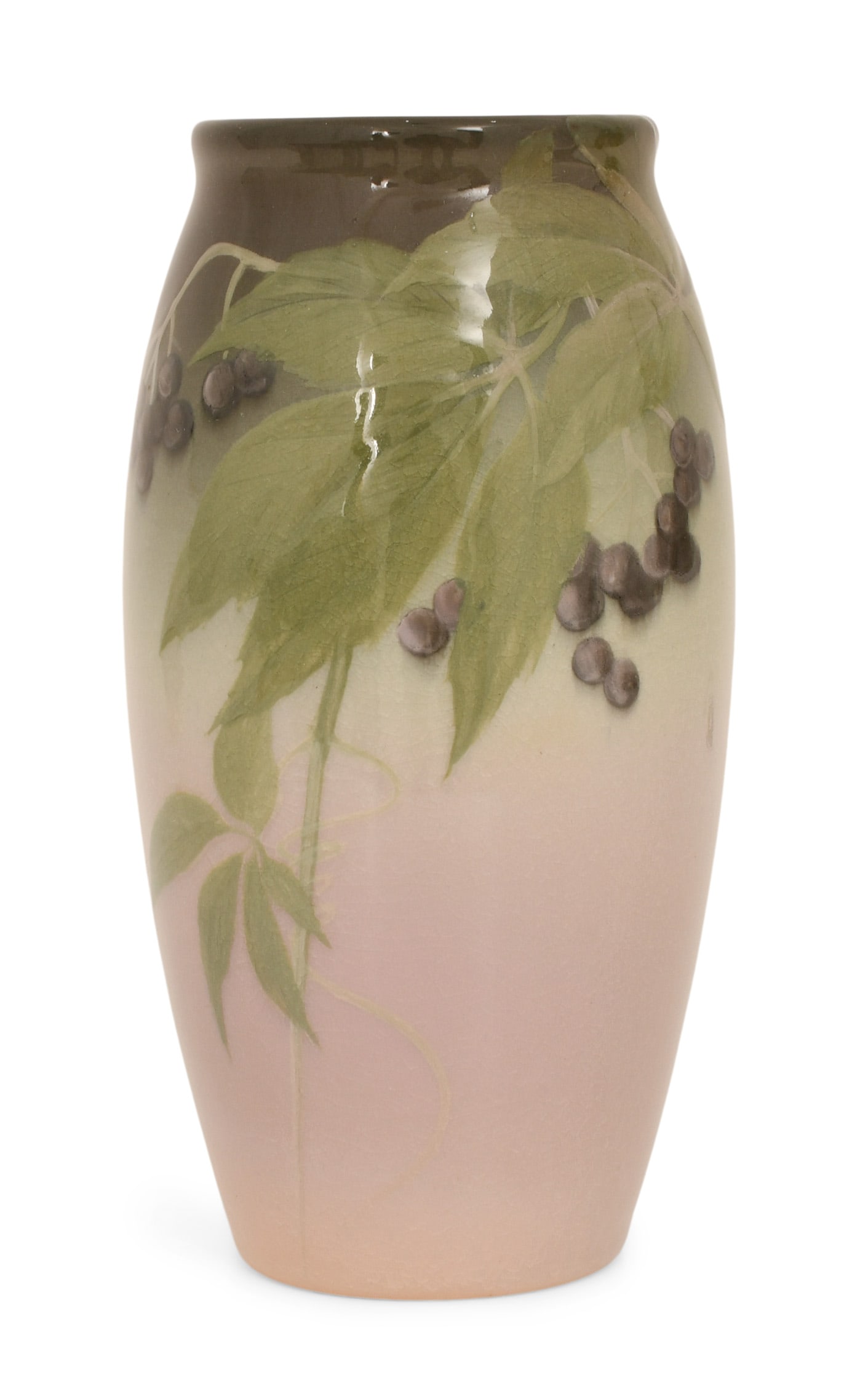 Rookwood Pottery "Berries" Vase: Rookwood Pottery Company "Berries" Vase circa 1903 glazed earthenware impressed with firm's mark, 917 C, and artist signed 7 1/4 x 3 3/4 inches Provenance: Private Collection, New York Other Notes: