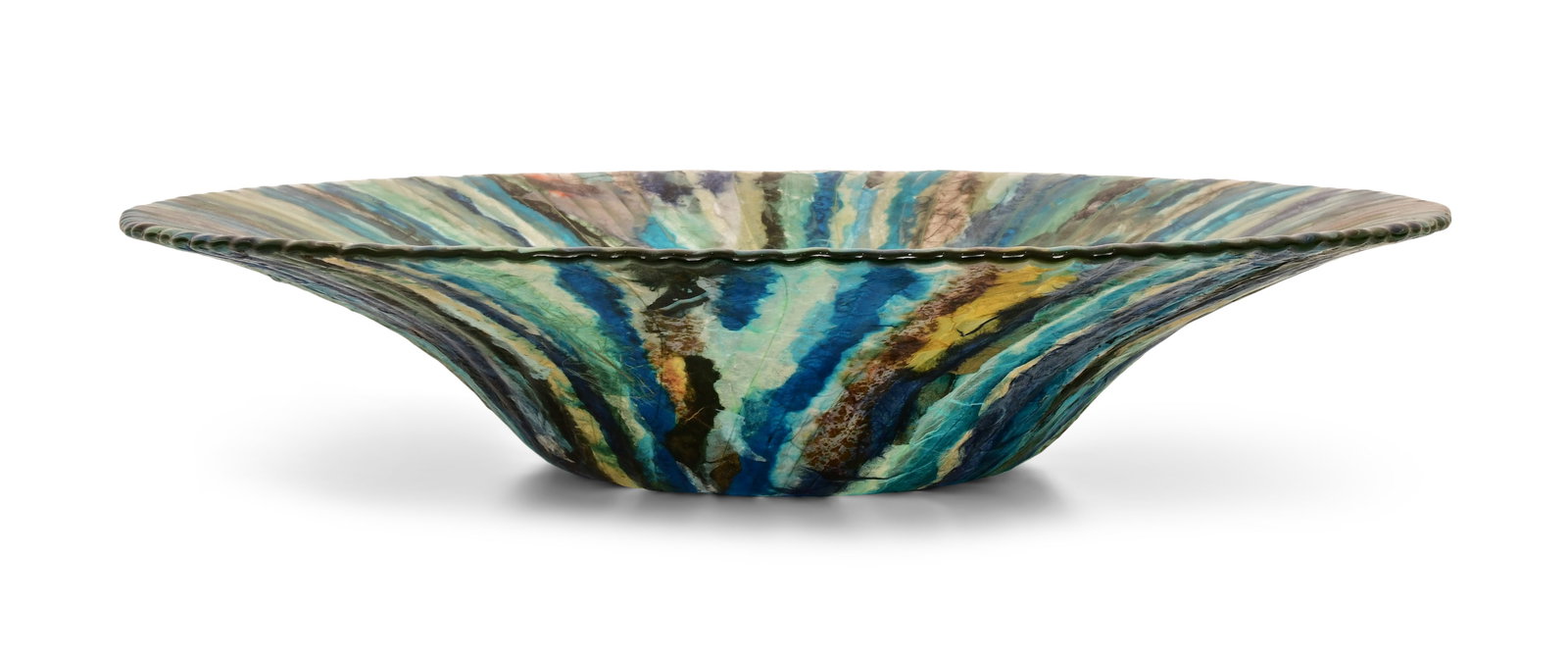A Large Contemporary Art Glass Bowl by S. Yooles: Franz Rosse (German, 1858-1900) "Water Carrier" patinated bronze signed and dated "F. Rosse, 1896" 15 1/4 x 8 1/2 x 4 inches Provenance: Private Collection, Buffalo, New York
