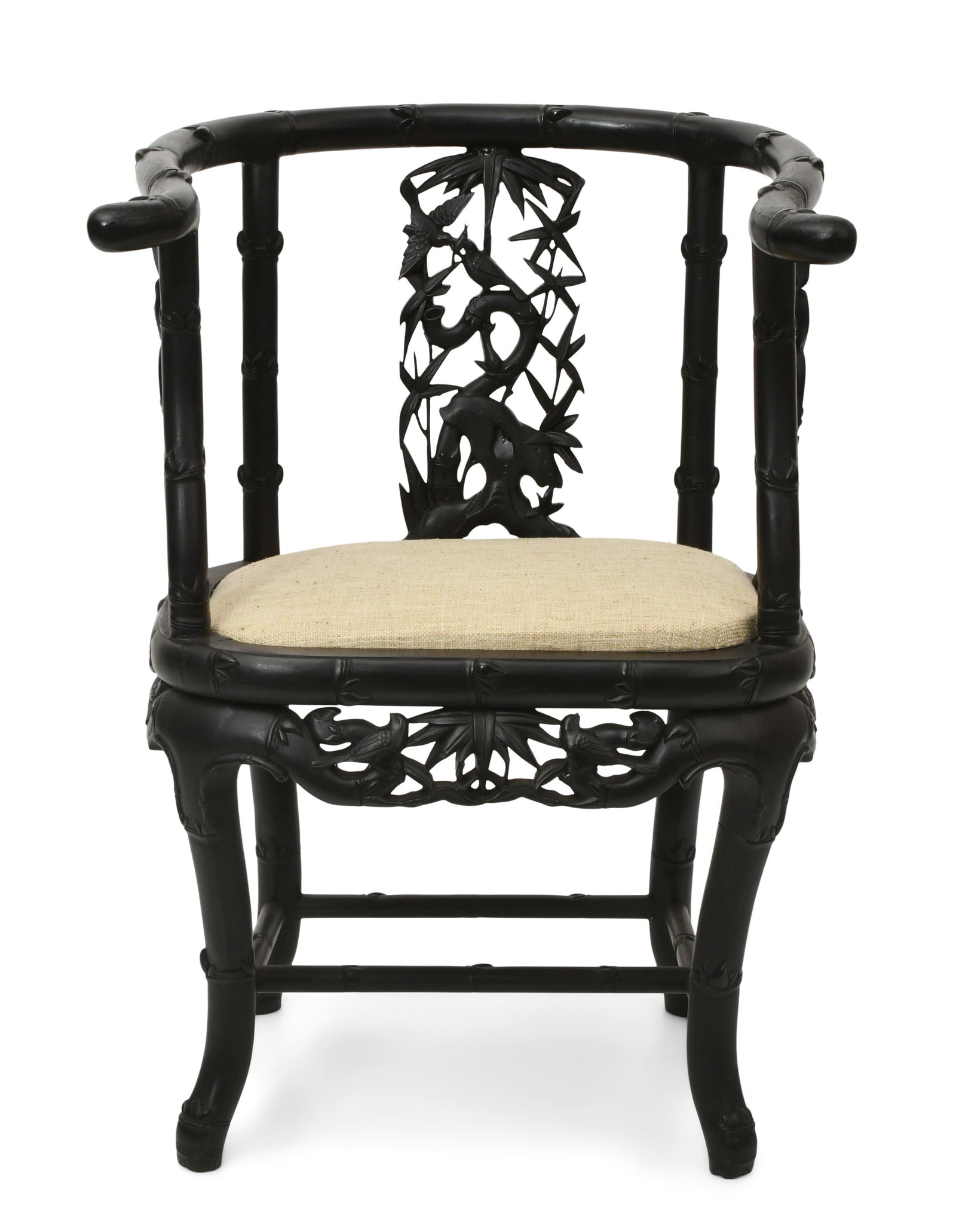 Chinese Carved Hardwood & Black Lacquered Armchair (1 of 1)