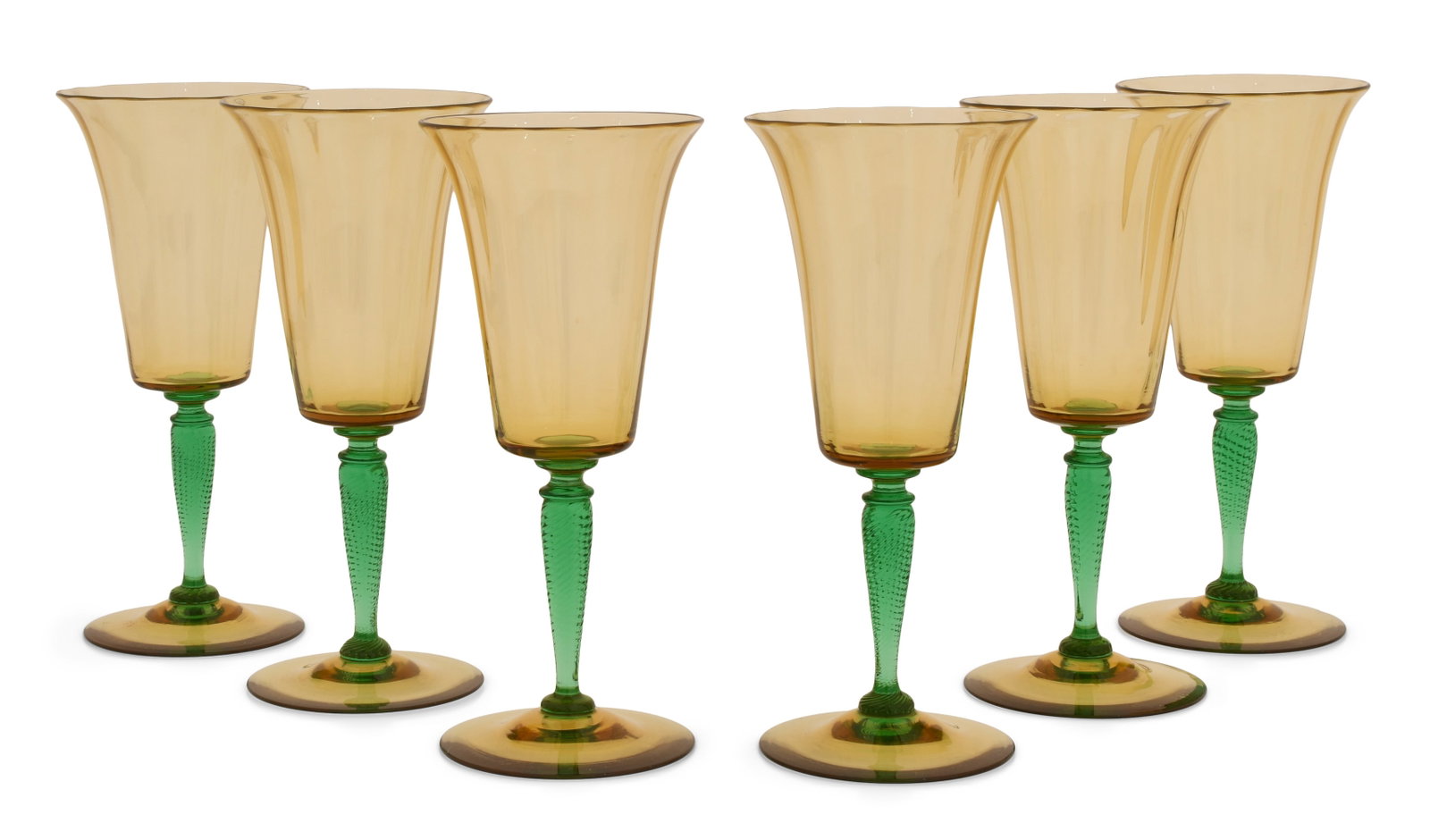 Set of Six Steuben Glass Goblets: M.J. Cornwell / Gorham Co. Bronze Figure of a Young Girl & Turtle, Limited Edition circa 1909 marked "M.J. Cornwell, Fecit, 1909, Gorham Co." 8 x 5 3/4 x 3 1/2 inches Provenance: Property from an Impo