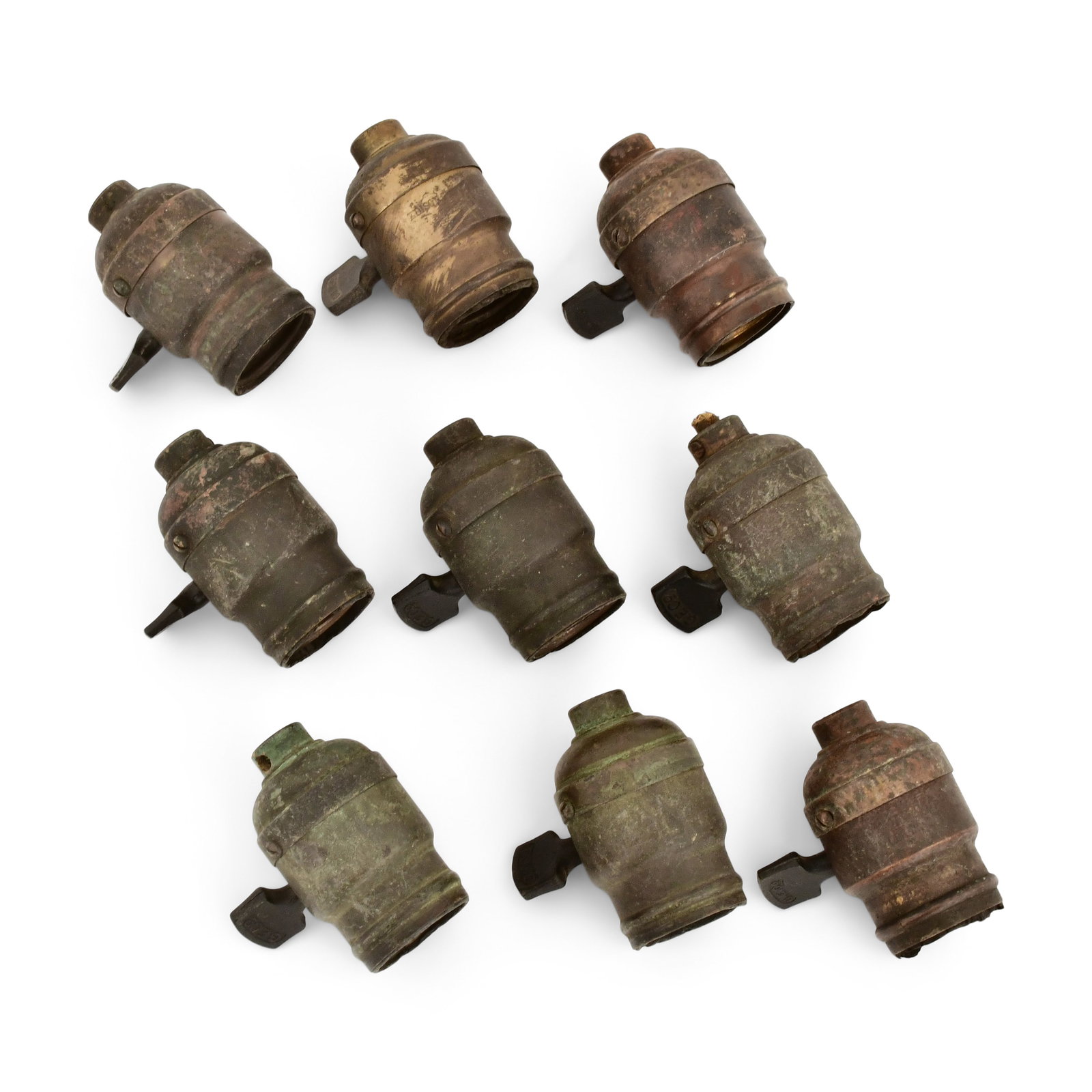 Group of Nine Period American Sockets: Group of Nine Period American Sockets early 20th century 2 1/2 x 1 1/2 inches Provenance: Property from an Important Northeast Collection Other Notes: Fontaine's Auction Gallery can arrange shipping