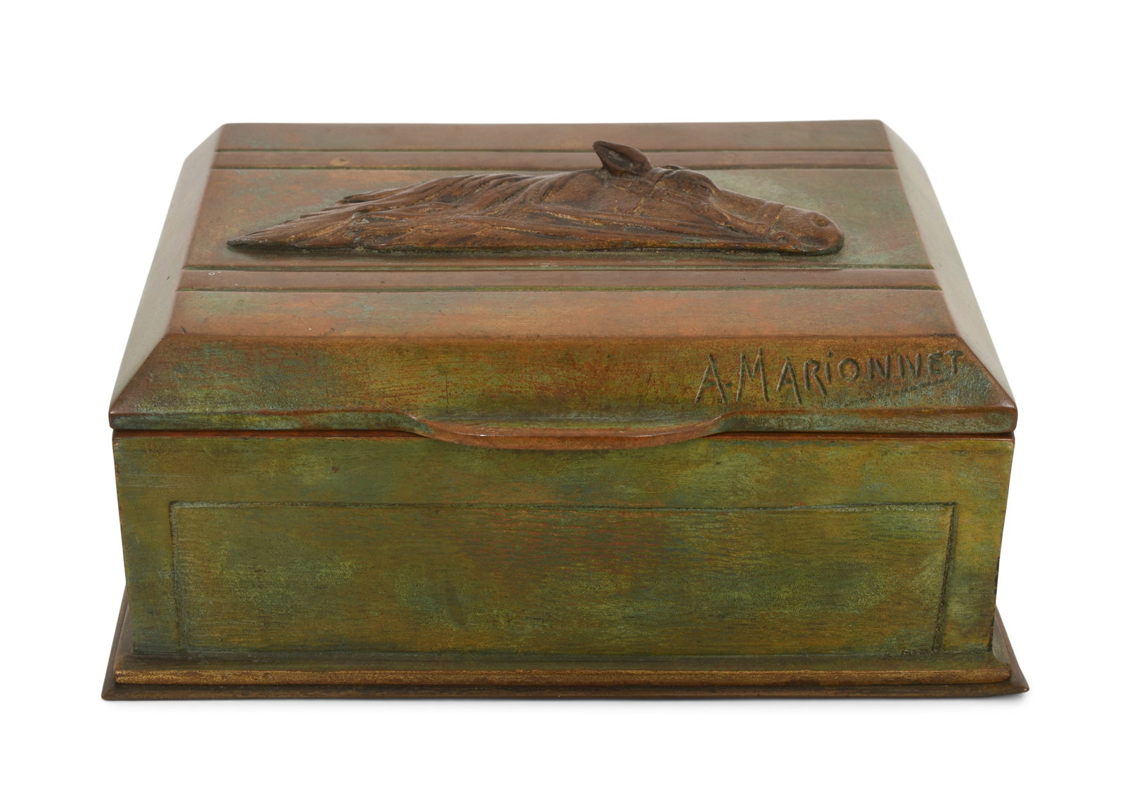 Albert Marionnet (French, 1852-1910), "Horse" Box: Albert Marionnet (French, 1852-1910) "Horse" Box patinated bronze signed "A. Marionnet / Made In France / A. Marionnet, Bronzes, Paris" 2 3/4 x 6 x 4 inches Provenance: Property from an Important