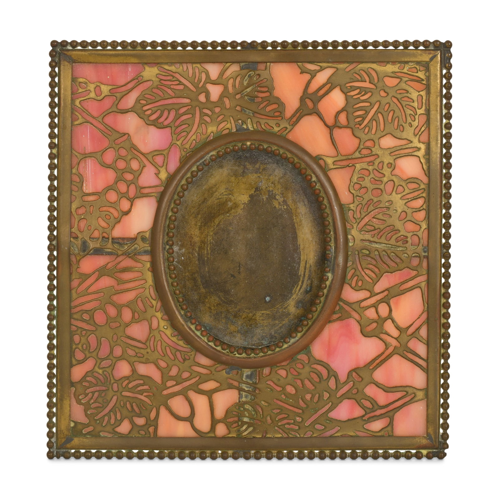 Riviere Studios "Grapevine" Picture Frame: Riviere Studios "Grapevine" Picture Frame circa 1910 favrile glass, gilt bronze impressed "Riviere Studios, New York" 7 x 6 3/4 inches Provenance: Property from an Important Northeast Collection