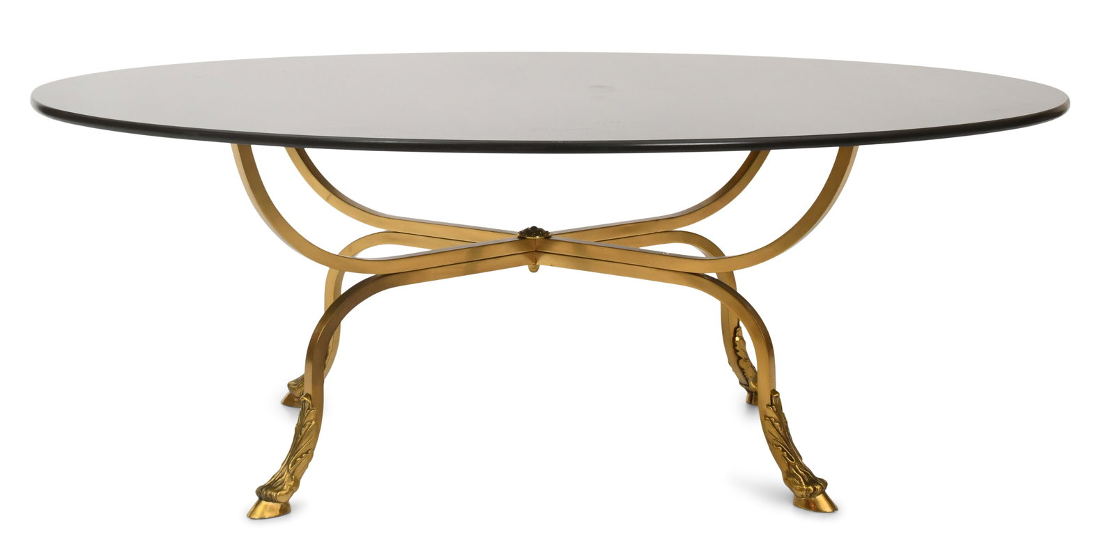 A Gilt Bronze & Black Glass Oval Cocktail Table (1 of 6)