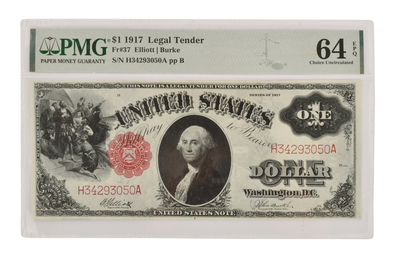 1917 $1 Legal Tender PMG 64 Choice Uncirculated: 1917 $1 Legal Tender PMG 64 Choice Uncirculated Other Notes: Fontaine's Auction Gallery can arrange shipping for this item (USA only).