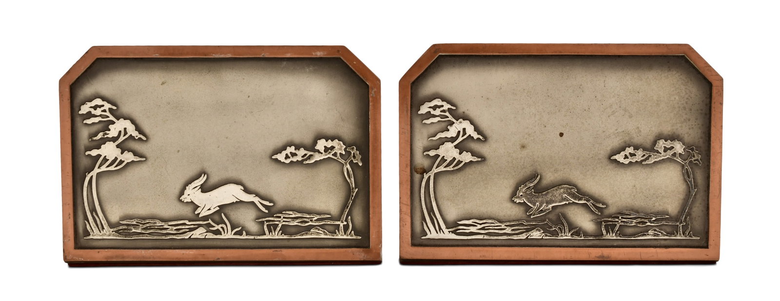 Pair of Heintz Sterling Silver & Bronze Bookends: Gorham Co. / Fred Cooper Bronze Ring Holder early 20th century marked "Gorham Co., Forty Years at Your Service, September 4, 1882-1922, Compliments of the New York, Edison Company" 4 3/4 x 4 x 2 1/2 i