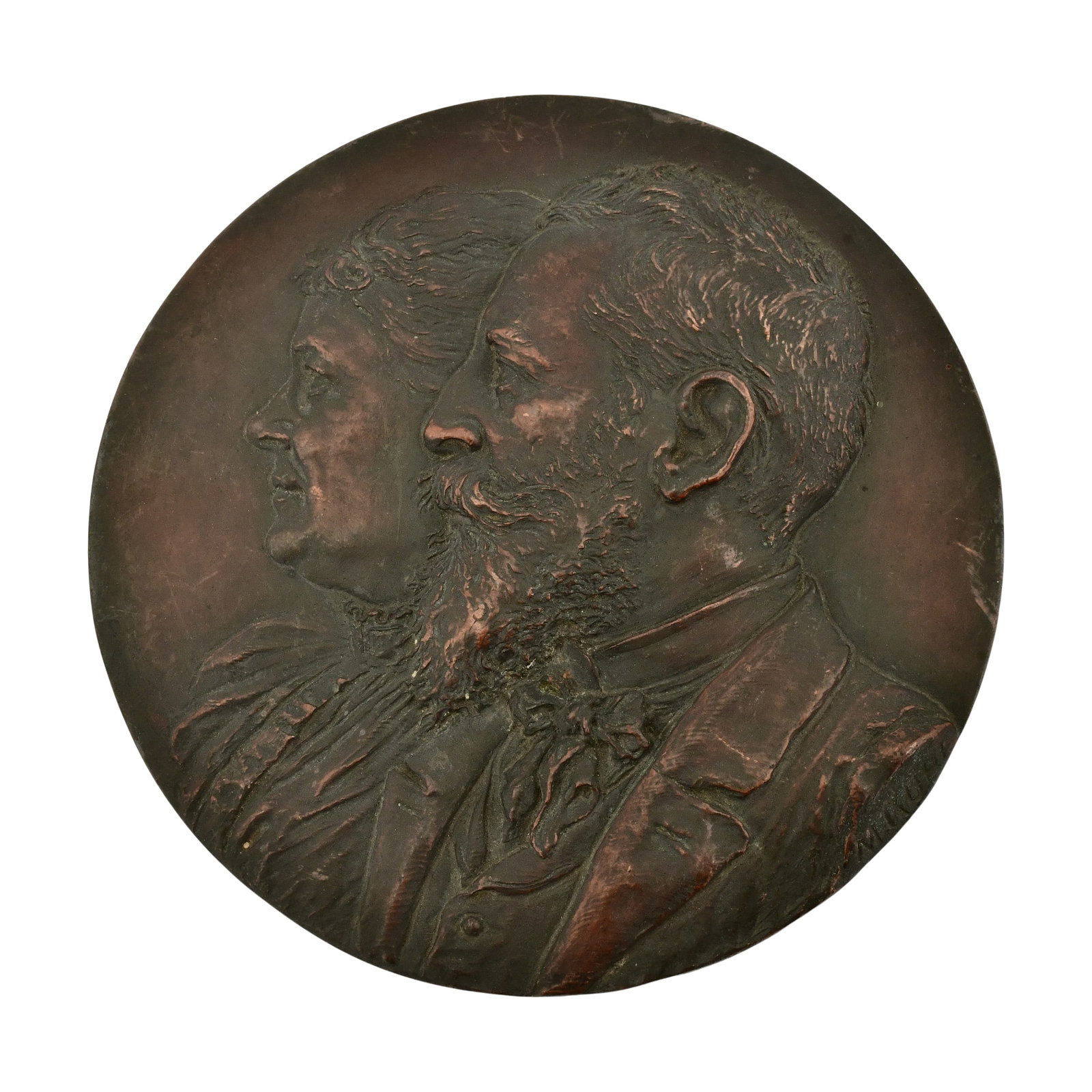 Louis Comfort Tiffany Bronze Medallion: American Hand-Painted & Walnut Games Table late 19th century 27 1/2 x 20 1/2 inches Provenance: Private Collection, New York