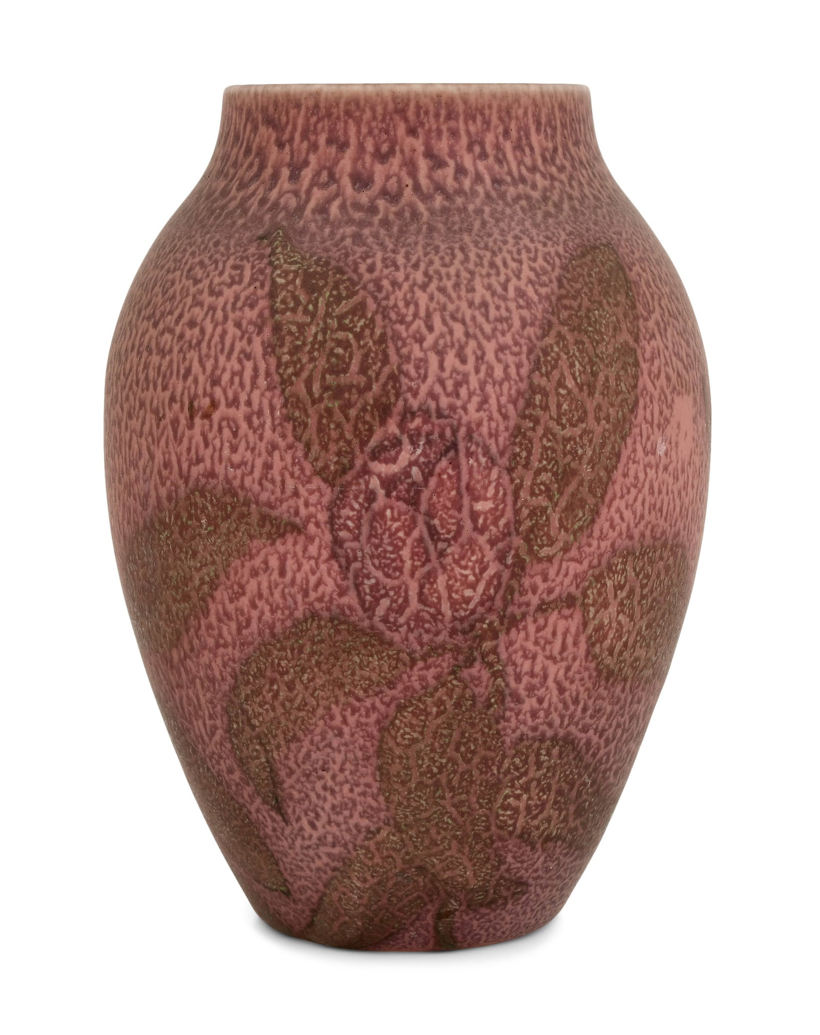 Rookwood Pottery Floral Vase, Decorated by Jen Jensen: Rookwood Pottery Company Decorated by Jen Jensen Floral Vase circa 1929 glazed earthenware impressed with firm's mark / XXIX / 604DD and artist signed 7 1/2 x 5 inches Provenance: Private Collectio