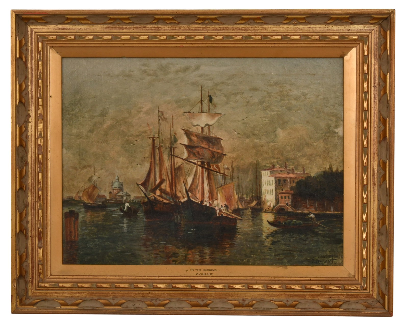 Jean Vincent, "In the Harbor," Oil on Canvas (1 of 1)