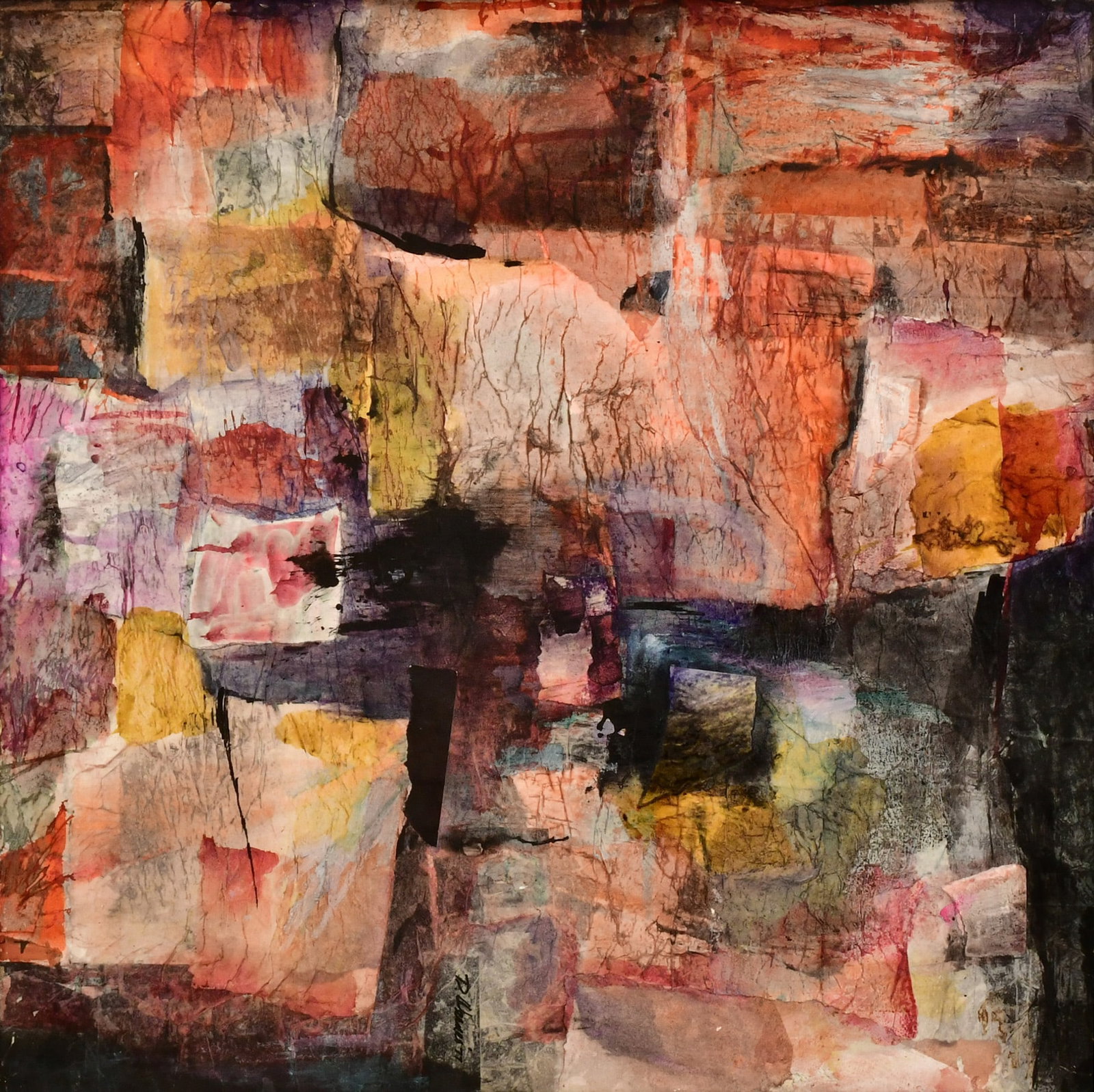 Abstract, Mixed Media on Board, Signed D. Wenes '77 (1 of 4)