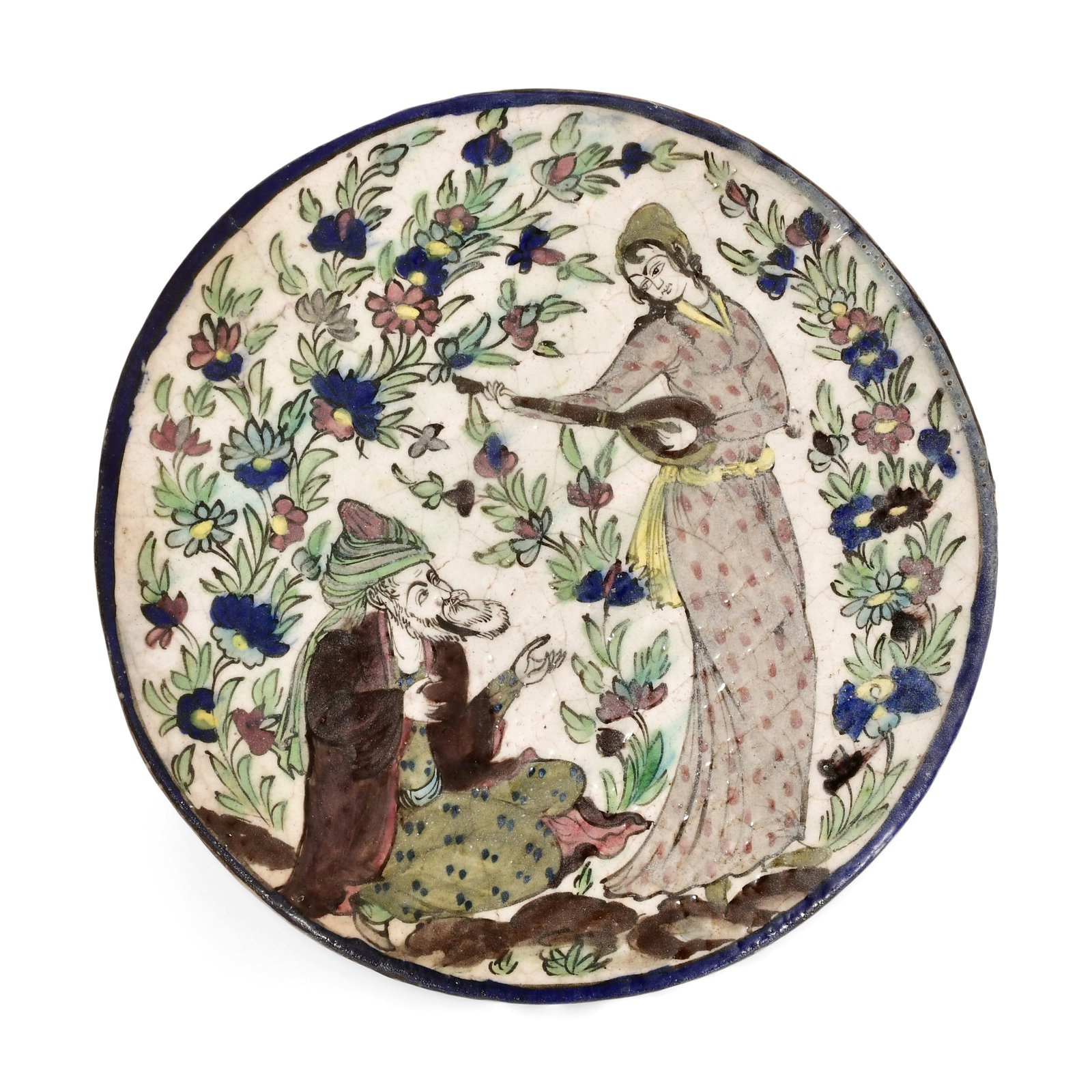 A Large 19th Century Persian Ceramic Figural Tile (1 of 1)