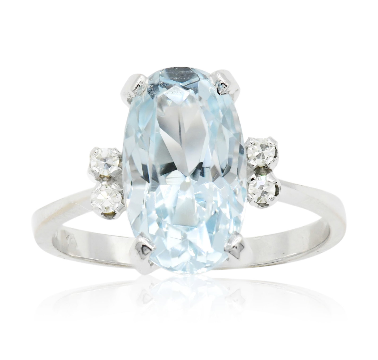 18K White Gold, Aquamarine & Diamond Ring (1 of 5)