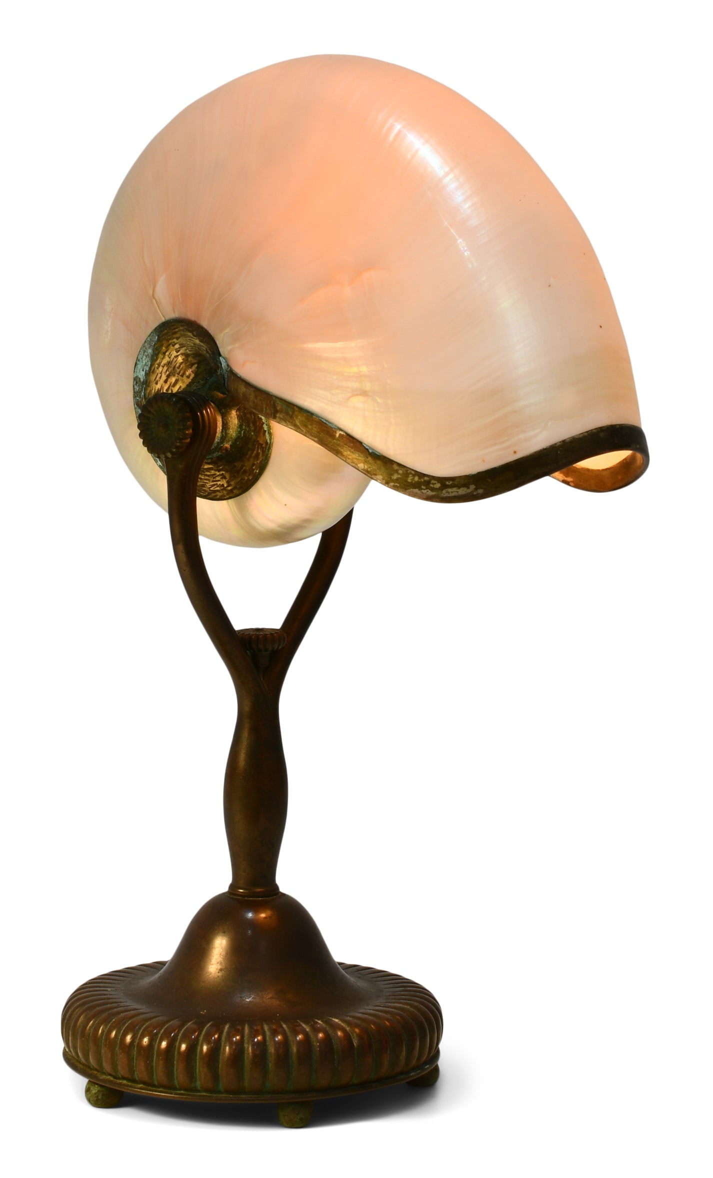 Tiffany Studios "Nautilus" Table Lamp: Tiffany Studios "Nautilus" Table Lamp circa 1910 patinated bronze, nautilus shell impressed "Tiffany Studios, New York, 403" 13 1/2 x 8 1/2 x 5 inches Provenance: Important Private Collection, Ohio