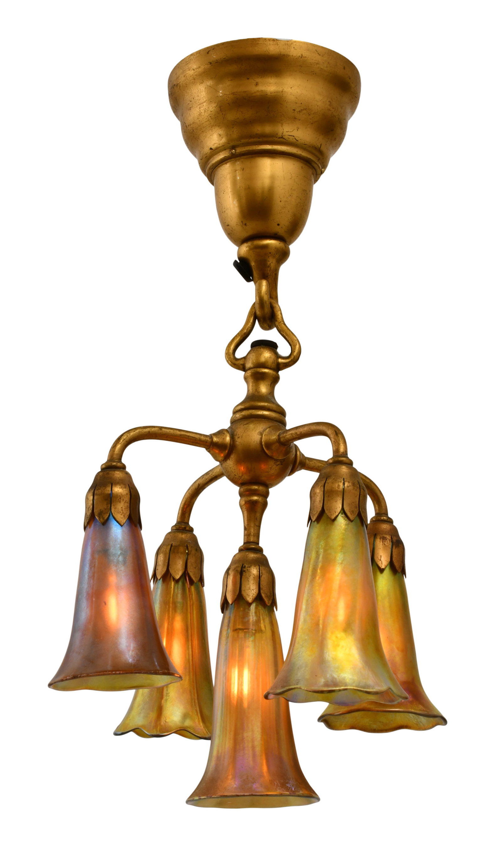 Tiffany Studios Five-Light "Lily" Chandelier (1 of 7)