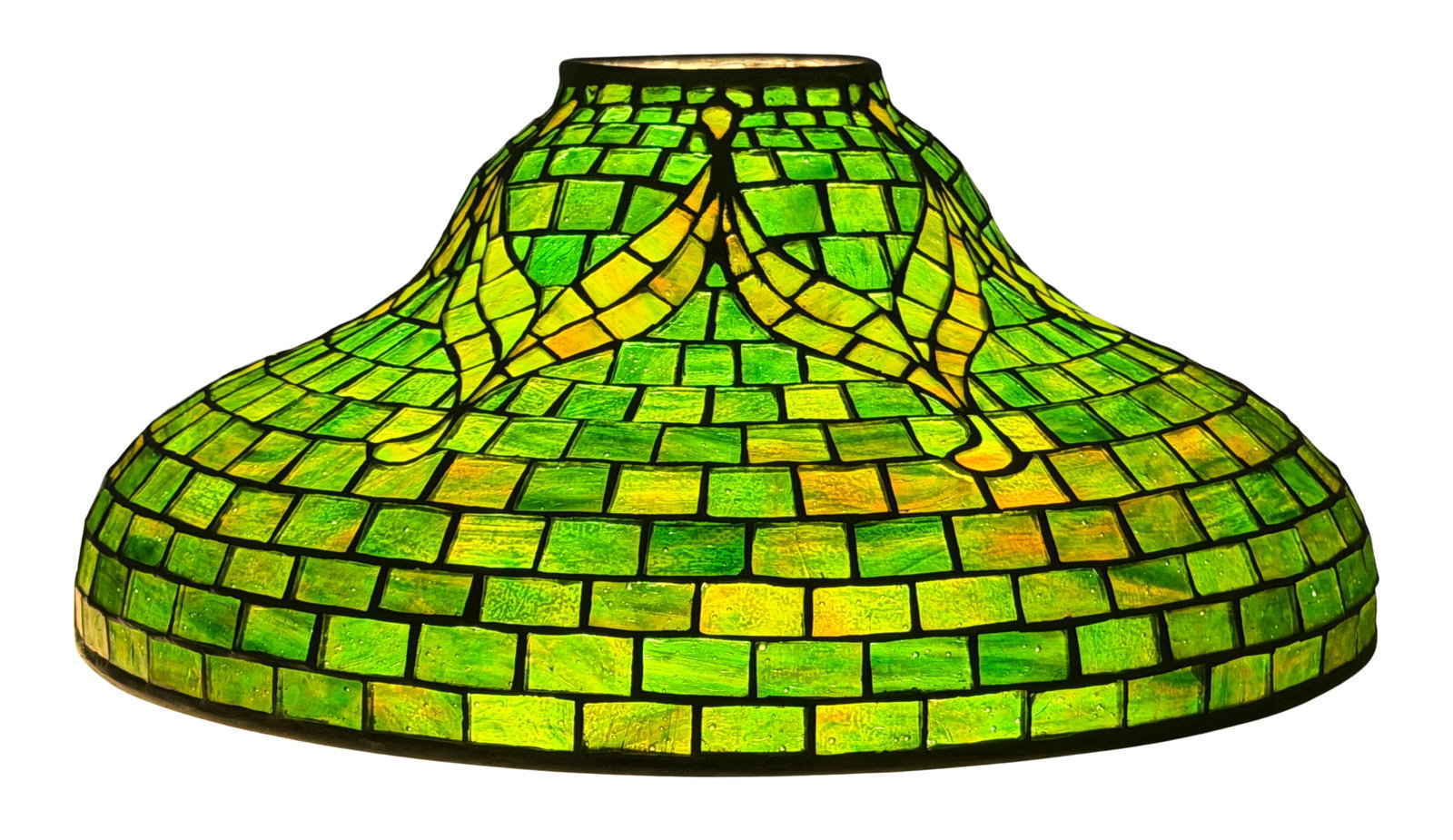 Tiffany Studios "Tyler" Table Lamp Shade with Book Signed by Egon Neustadt: Tiffany Studios "Tyler" Table Lamp Shade with Book Signed by Egon Neustadt circa 1905 leaded glass, patinated bronze impressed "Tiffany Studios, New York" 8 1/2 x 16 inches (shade) 14 x 10 1/2 inches