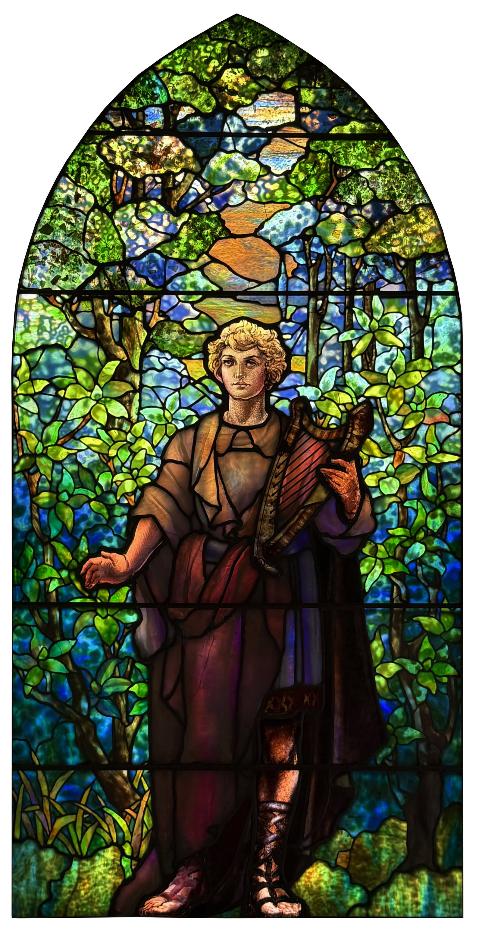Tiffany Studios Gosling Memorial Window, "Boy David Holding Harp" (1 of 1)