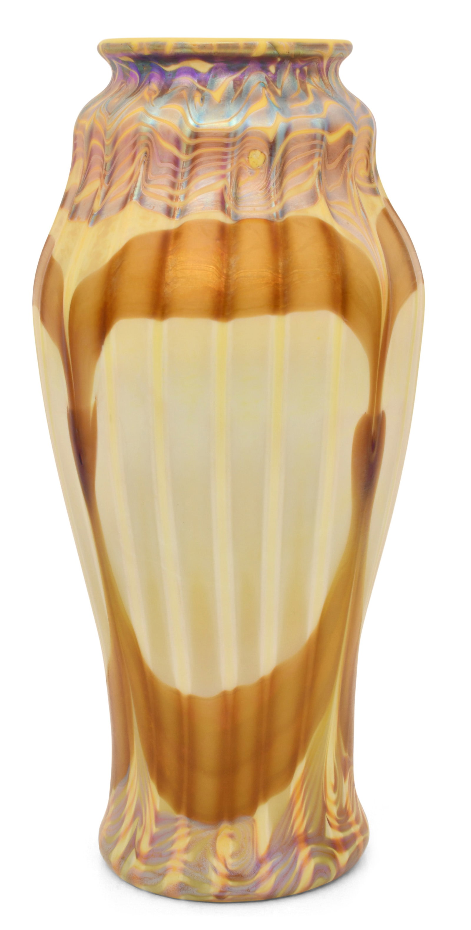 Tiffany Studios, A Large Decorated Vase: Tiffany Studios A Large Decorated Vase circa 1900 favrile glass engraved "L.C.T. F2241" 14 1/2 x 7 inches